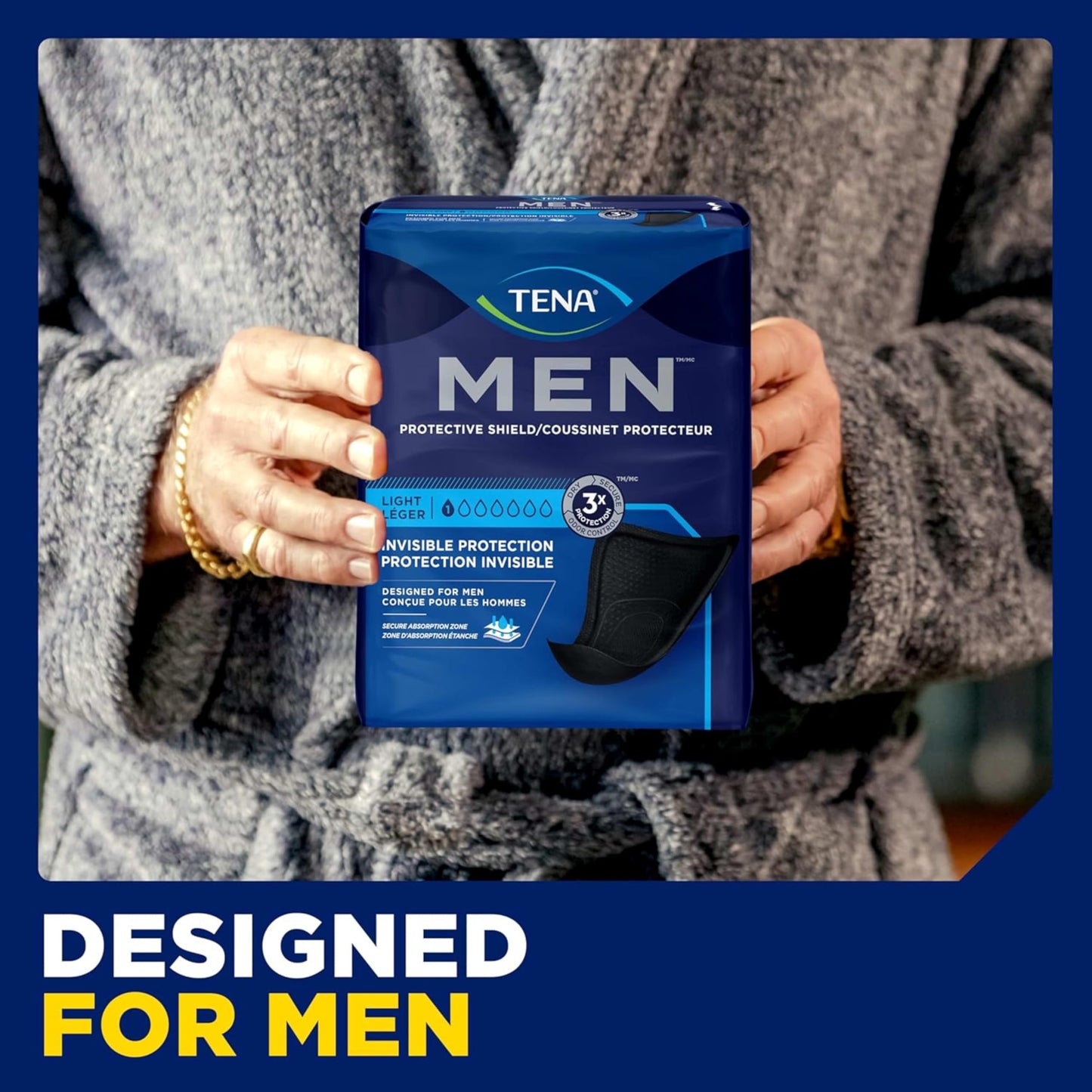 Tena Men Light Incontinence Protective Shield for Men, Bladder Control, Discrete, Light Absorbency, 58 Count