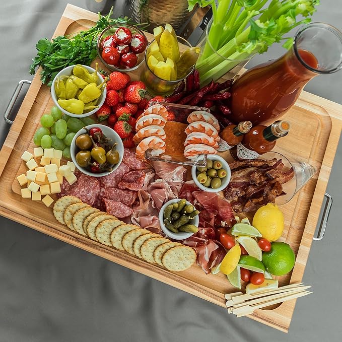John Boos Handle Boards Series Rectangular Wooden Maple Cutting Board 24”x18” – 2.25” Thick, 30-lb Reversible Butcher Block with Juice Groove, Edge-Grain & Metal Handles