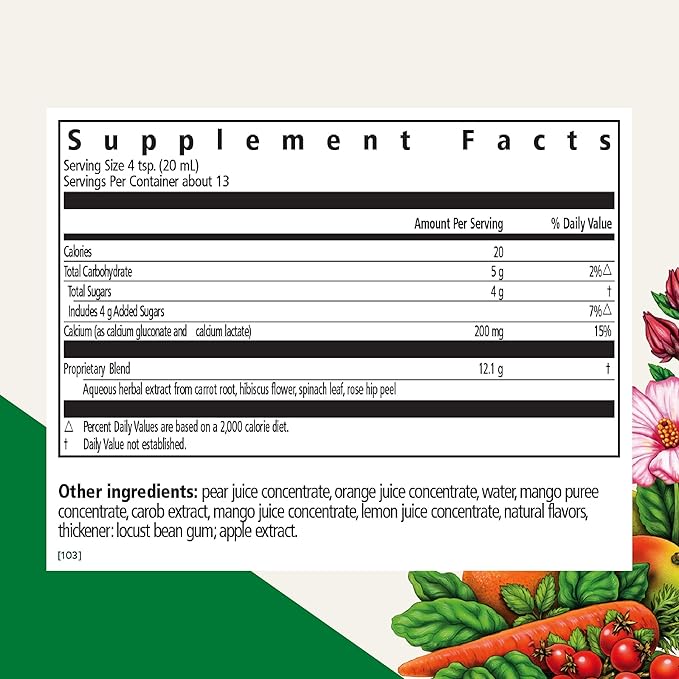 Floradix Calcium Liquid Supplement - Supports Strong Bones & Teeth* with Calcium Gluconate & Lactate - Vegan, Non-GMO - 8.5 fl oz