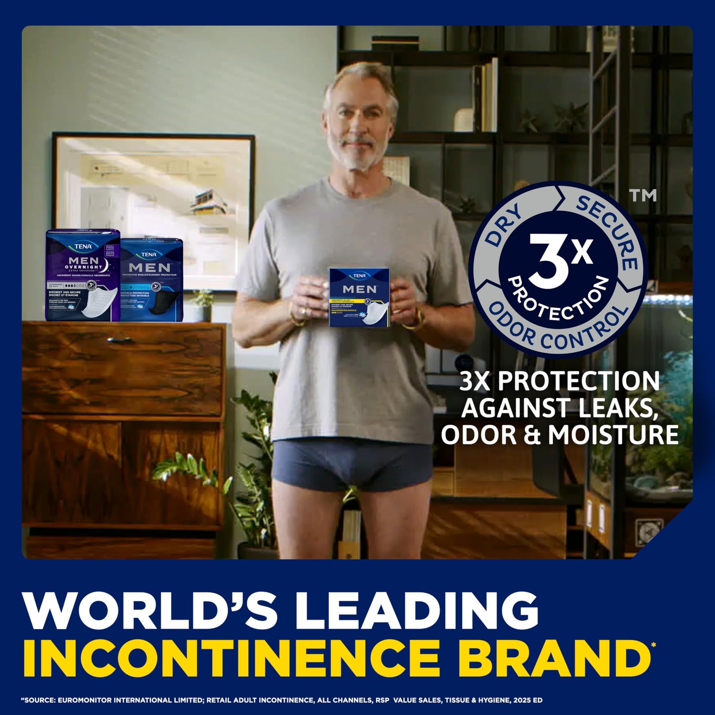 TENA Incontinence Guards, Overnight Absorbency & Advanced Odor Protection, Incontinence Guards for Men, 90 ct