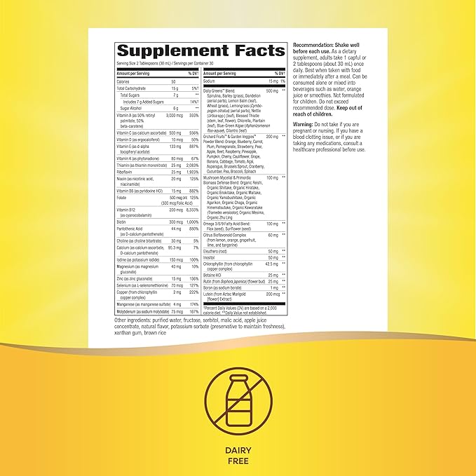 Nature's Way Alive! Max Potency Complete Liquid Multivitamin for Women and Men, Antioxidants Beta Carotene, Vitamins C & E, and Food-Based Blends, Citrus Flavored, 30.4 Fl Oz