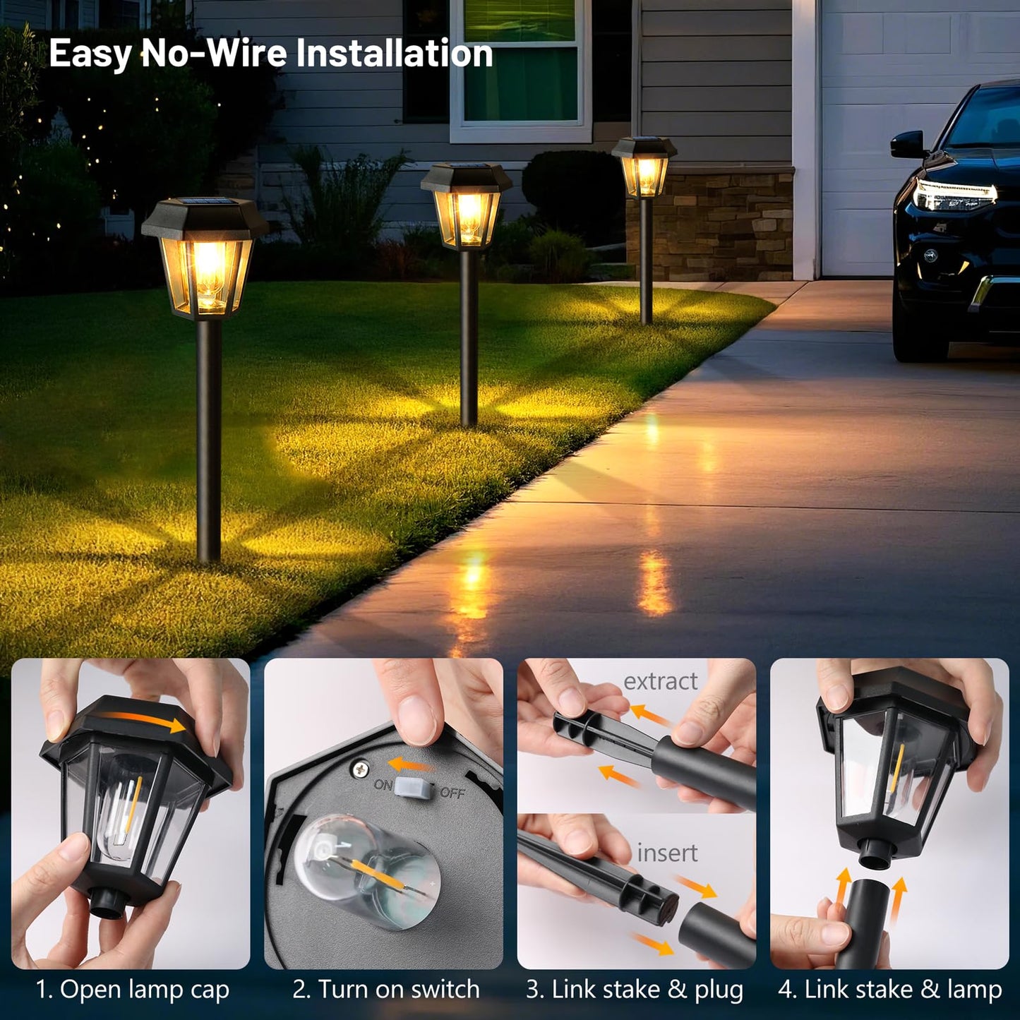 Solar Pathway Lights Outdoor 12 Pack Solar Lights Outdoor Waterproof With 3000K Tungsten Filament Bulb  Decor Driveway Lighting For Yard Garden Landscape Walkway Path Lawn FatherS Day (Warm White)