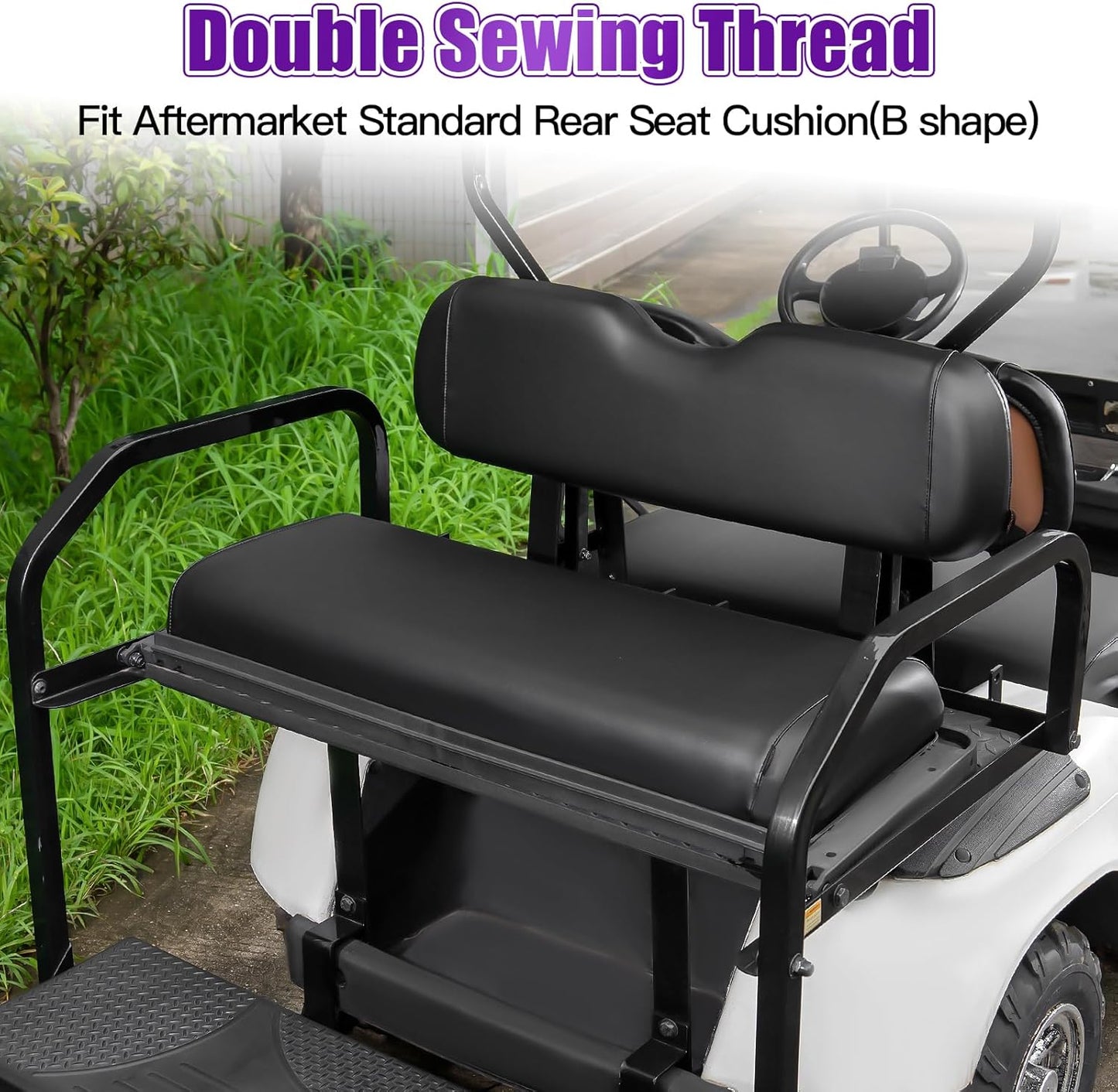 4PCS Golf Cart Seat Covers Kit,Front and Rear Seat Cover for Club Car Precedent Standard Cushion,Smooth and Simple Style, Waterproof Replacement Seat Cover(Black)