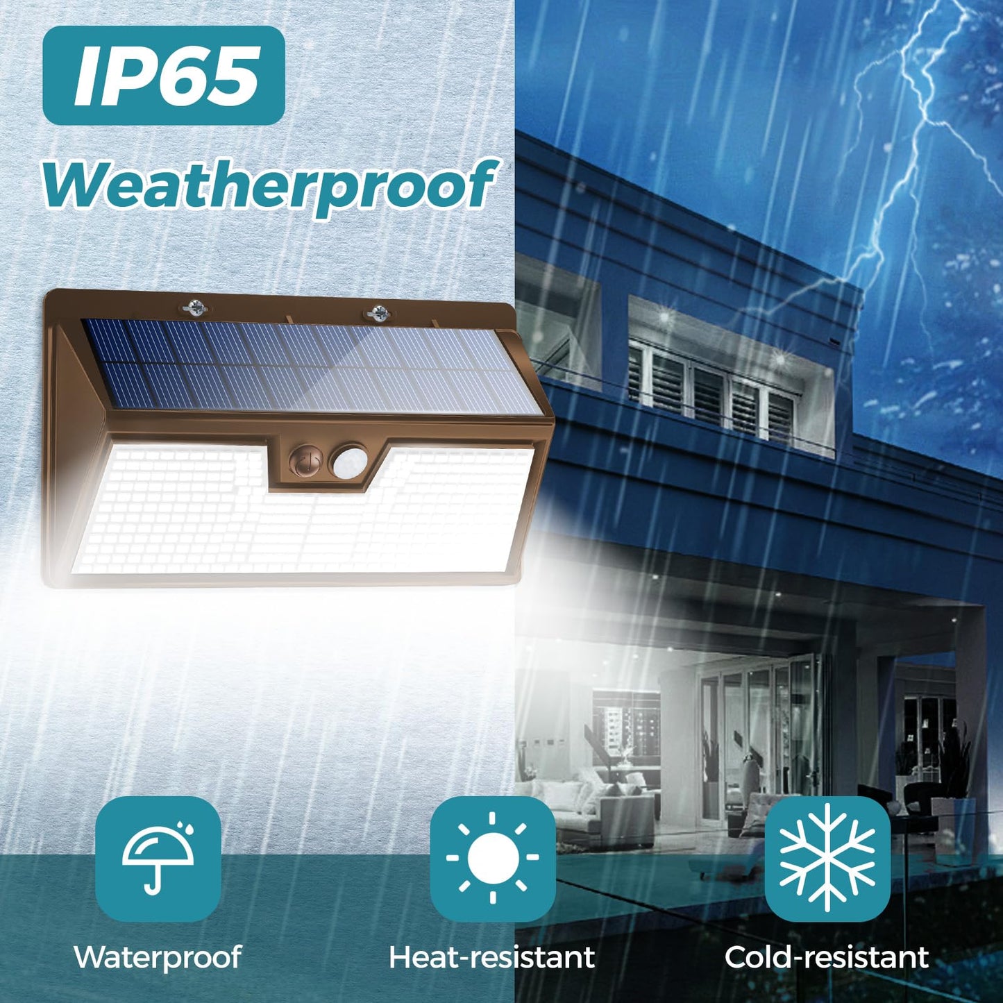 kolpop 318 LED Solar Outdoor Lights, IP65 Waterproof, Motion Sensor, 2 Pack, 7 Inch, Brown-White Light