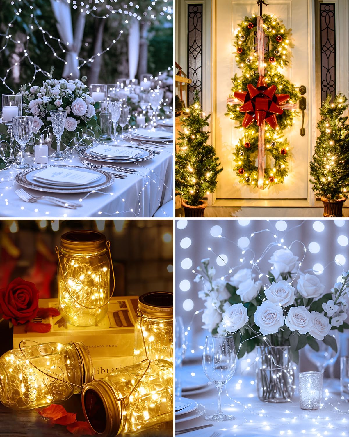 Btfarm 12 Pack Fairy Lights Battery Operated  7Ft 20 Led Mini String Lights Waterproof Silver Wire For Mason Jars Centerpiece Table Crafts Bedroom Christmas Decoration  Cool-Warm White