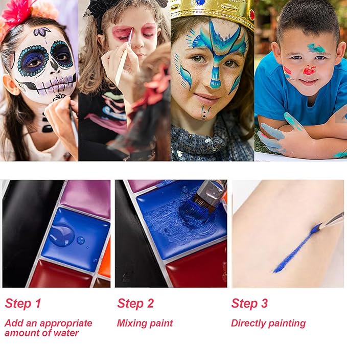 Glow in The Dark Face Body Paint, Glow In The Dark Under UV Black Light Sticks Makeup Neon Face Painting Kits for Adult Halloween Festival Accessory Glow Party Supplies (20 color Painting)