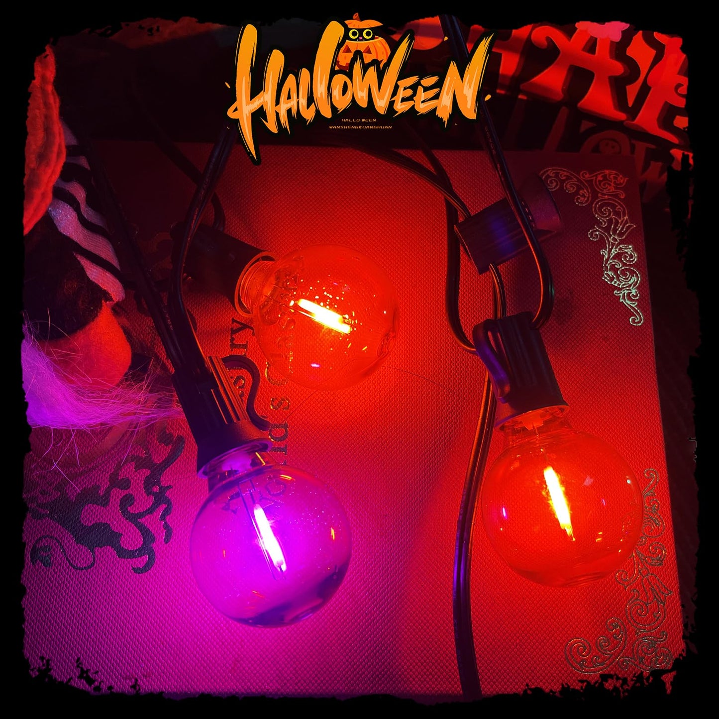 GOOTHY G40 Halloween String Lights, 25FT Outdoor LED Globe Lights, Shatterproof Orange/Purple, Perfect for Patio and Party Decorations