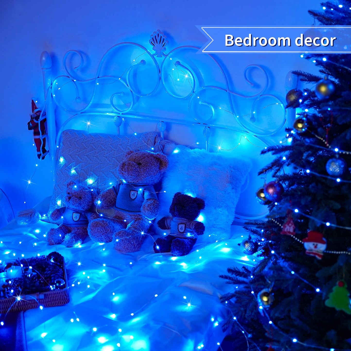 Jmexsuss 2 Pack Blue Fairy Lights, 200 Led 66Ft Waterproof String Lights With Remote Timer, Indoor Decor For Bedroom, Wedding, Party
