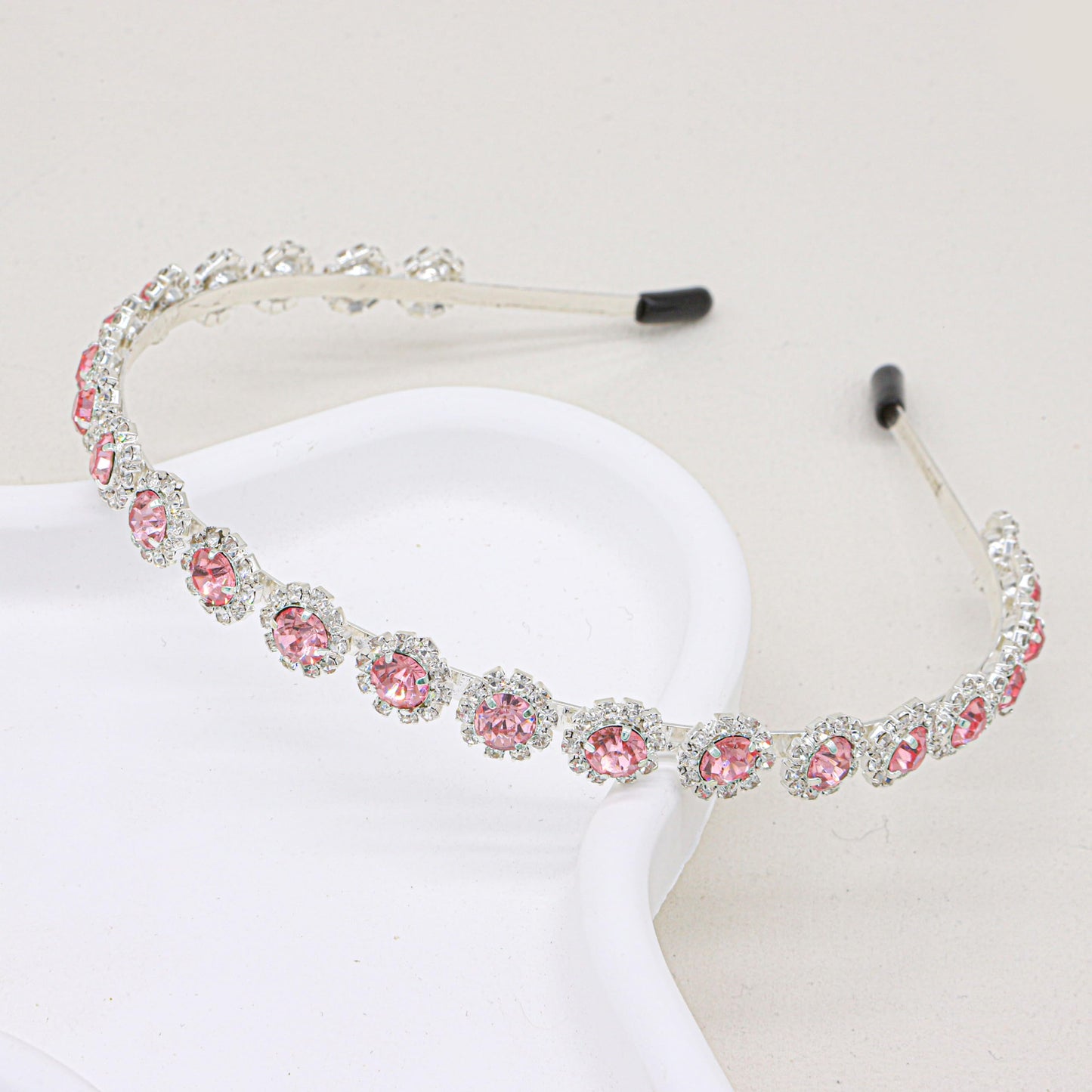 Ammei Headpiece Bridal Headpiece Wedding Headband with Crystal and Hair Accessories (Pink, 5.5 ' ')