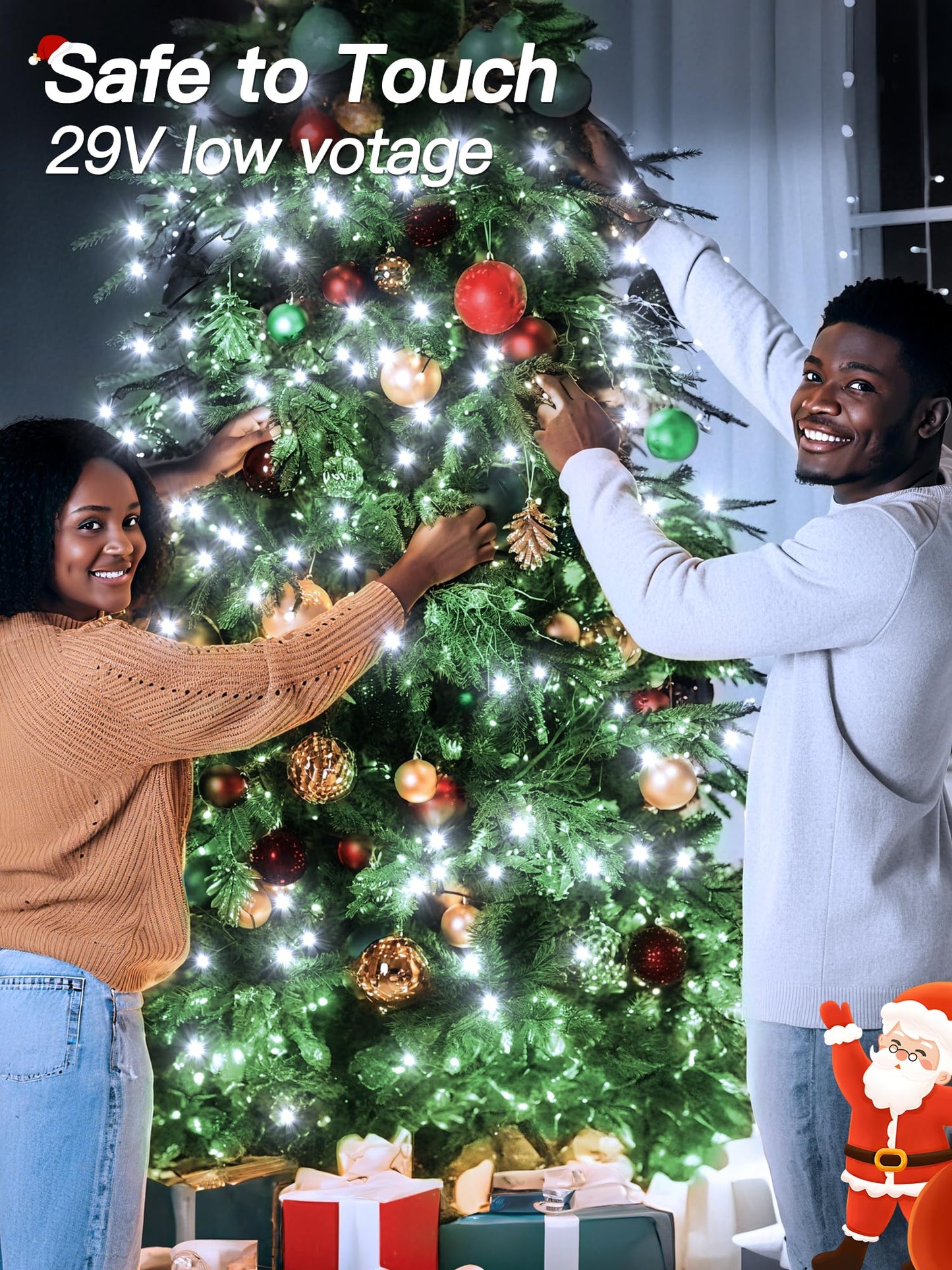 Guhope Christmas Lights 66Ft 200 Led  Christmas Tree Light With 8 Lighting Modes  Outdoor Waterproof String Lights With Remote And Timer  Fairy Light For Holiday Decor (Cool White)