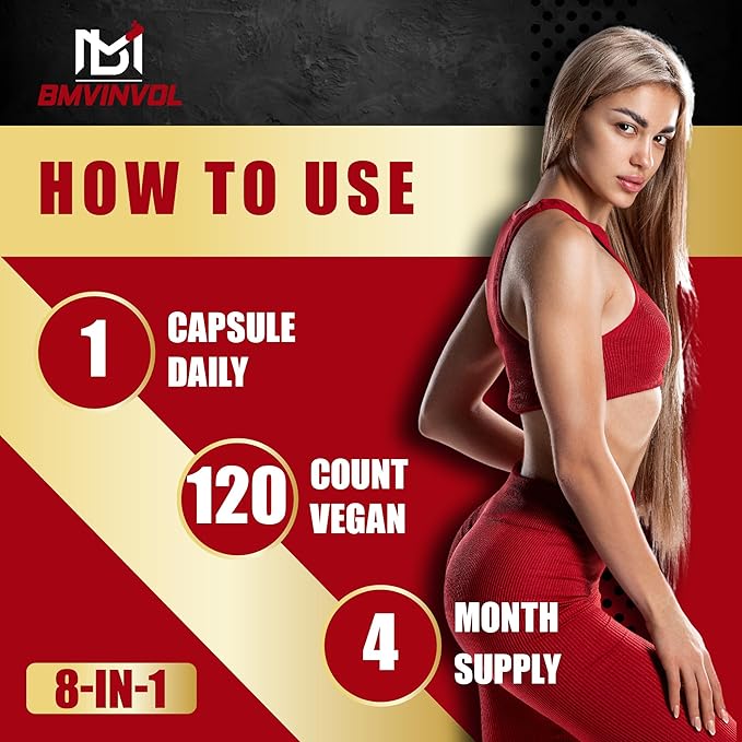 BMVINVOL Horny Goat Weed for Men and Women with Maca, Tribulus, Ginseng, Ashwagandha, Tongkat Ali - 120 Capsules for 4 Month Supply