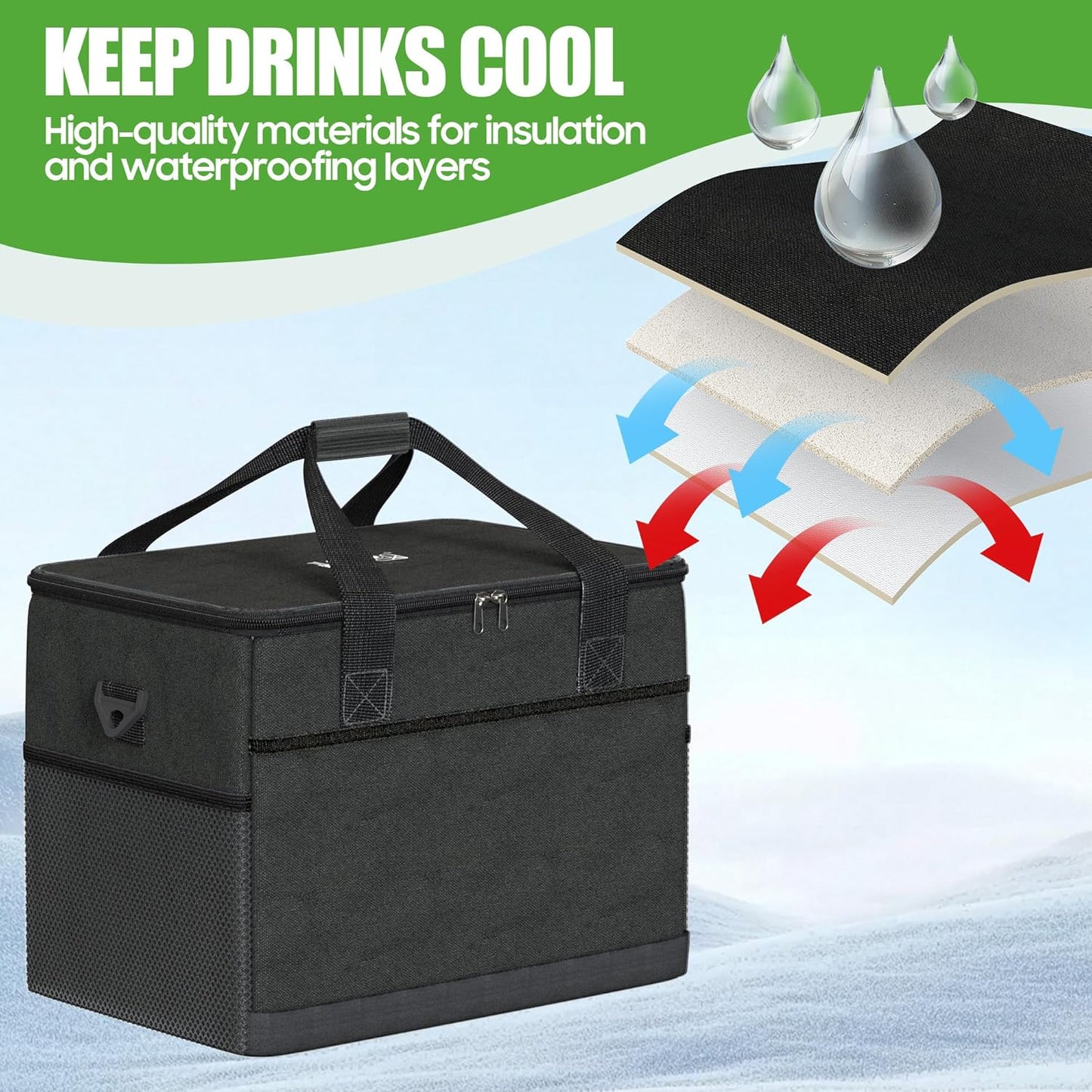 10L0L Golf Cart Ice Bag, 27L Large Capacity Waterproof Oxford Cooler with Multi-Pocket Design, 6-Hour Insulation, Easy Access & Lightweight for Yamaha EZGO Club Car Golf Cart Accessories (Black/Gray)