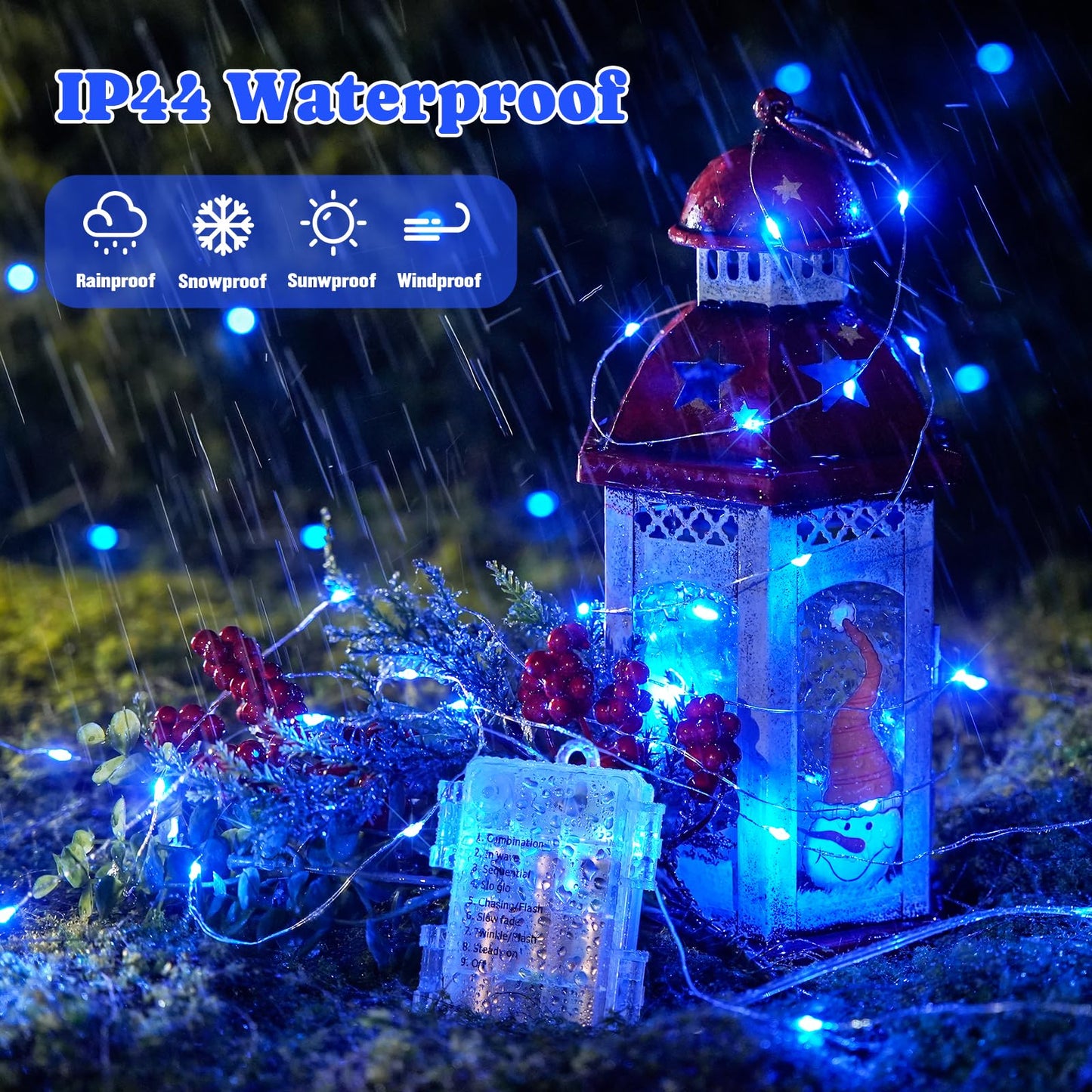 Jmexsuss 2 Pack Blue Fairy Lights, 200 Led 66Ft Waterproof String Lights With Remote Timer, Indoor Decor For Bedroom, Wedding, Party