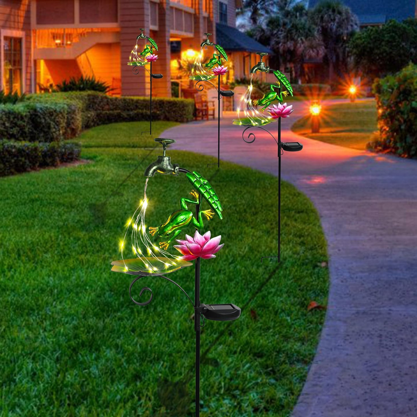 Bshine Frog Solar Outdoor Garden Lights  Waterproof Metal Solar Garden Stakes For Pathways  Poolside  Backyard Decorations  Yard Art  Lawn Decorations  Frog Gift For Mom
