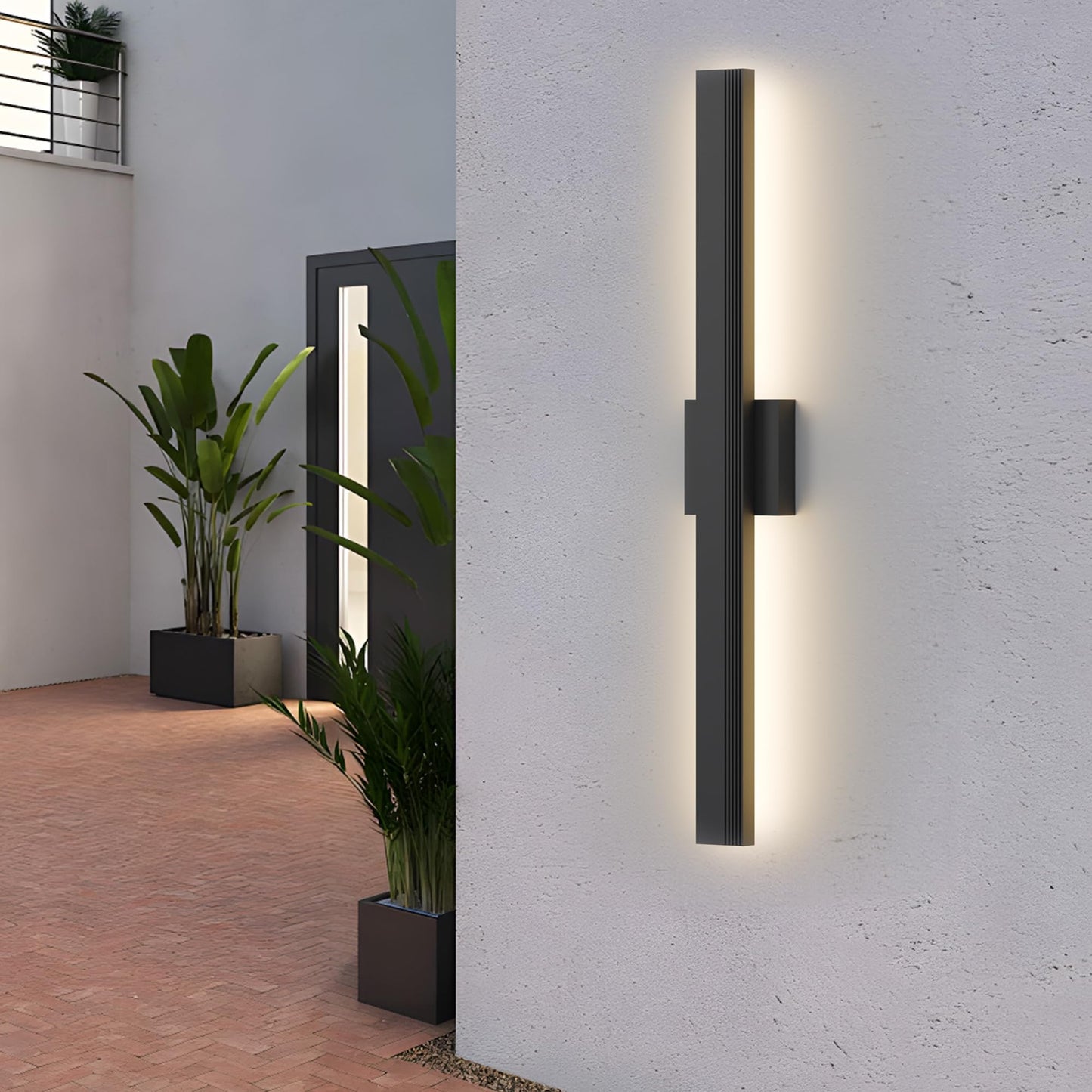 Lamqee 31.5 In Aluminum Long Outdoor Wall Light  3000K 2000Lm Integrated Led Waterproof Ip65  Linear Modern Exterior Lighting Fixtures Wall Mount Outside Sconce For House Porch Patio Garage Front Door