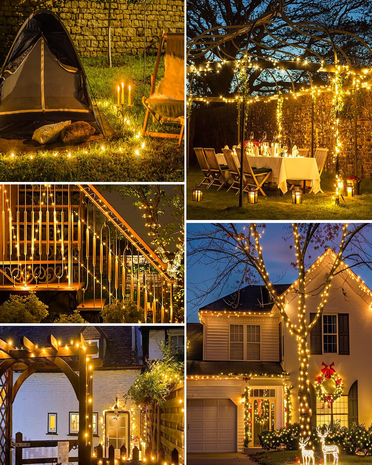 Bitjam 1 Pack Solar Fairy Lights For Outside Waterproof  49Ft/15M 150Led Solar String Lights Outdoor 8 Modes Solar Twinkle Lights For Garden Yard Christmas Tree Wedding Party Decor  Warm White