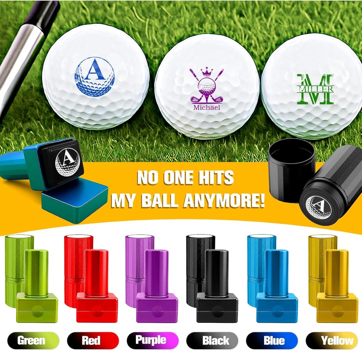 Lihome Golf Ball Stamp Personalized - Durable Waterproof Reusable Ink Stamper, Custom Golf Gift for Men, Dad, Retirement, Father's Day, Birthday & Christmas