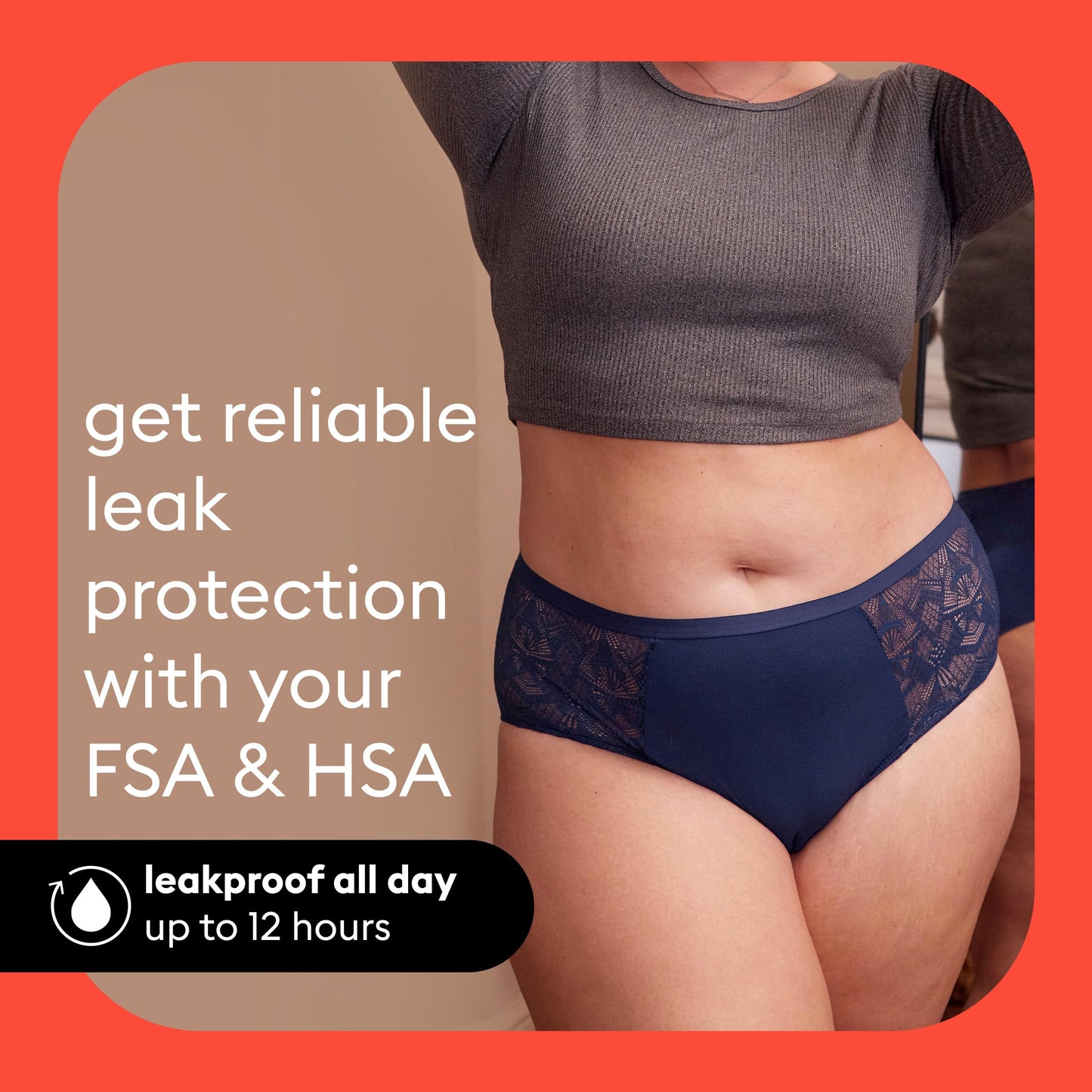 THINX Period Underwear, Comfort-Stretch Hip Huggers, Holds Up to Regular 12 Tampons*, Period Panties, Menstrual Underwear for Women, Leakproof & Reusable, Black with Lace, M