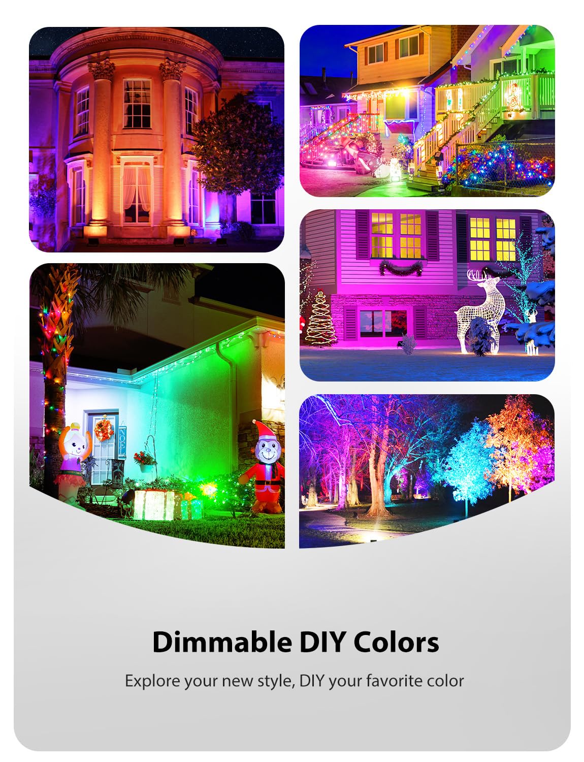 Onforu Rgbw Led Flood Lights, 50W Dimmable, 500W Equivalent, Waterproof, Large, Model D50Rgbw, Remote Control, Warm White