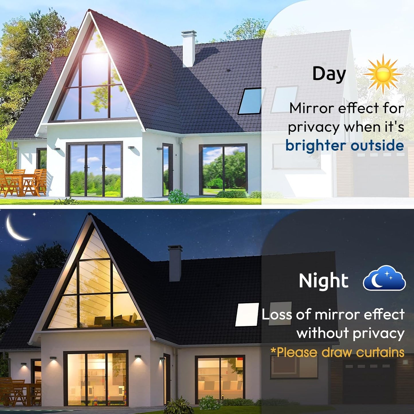 rabbitgoo Window Privacy Film One Way Window Tint for Home, Removable Reflective Heat Sun Blocking Anti UV Glass Door Covering, Mirror Tinting Film House Office, 29.5 in X 6.5 Feet, Silver