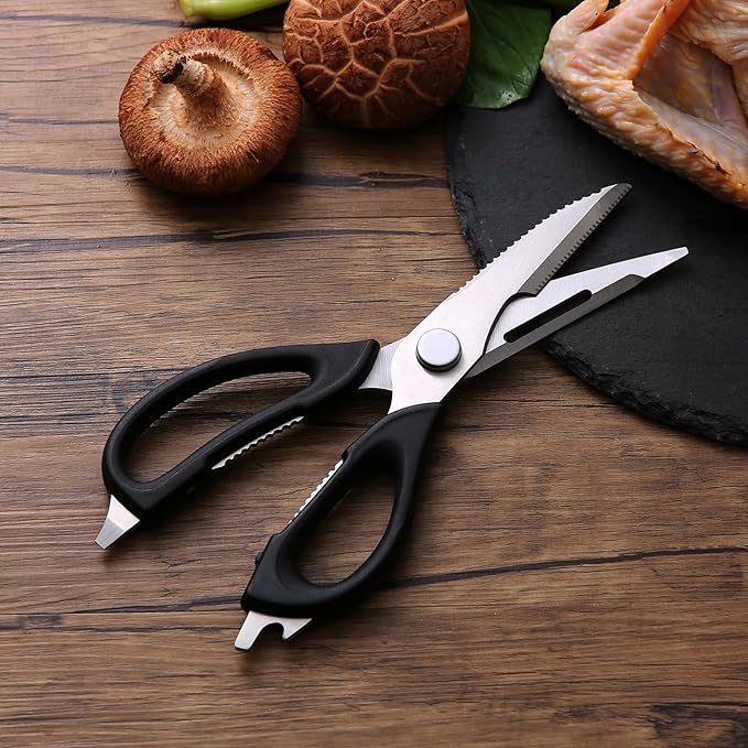 Kitchen Scissors for Food Heavy Duty, All Purpose Kitchen Shears that Come Apart Dishwasher Safe, Sharp Stainless Steel Cooking Scissors for Meat, Poultry, Fish (Black)