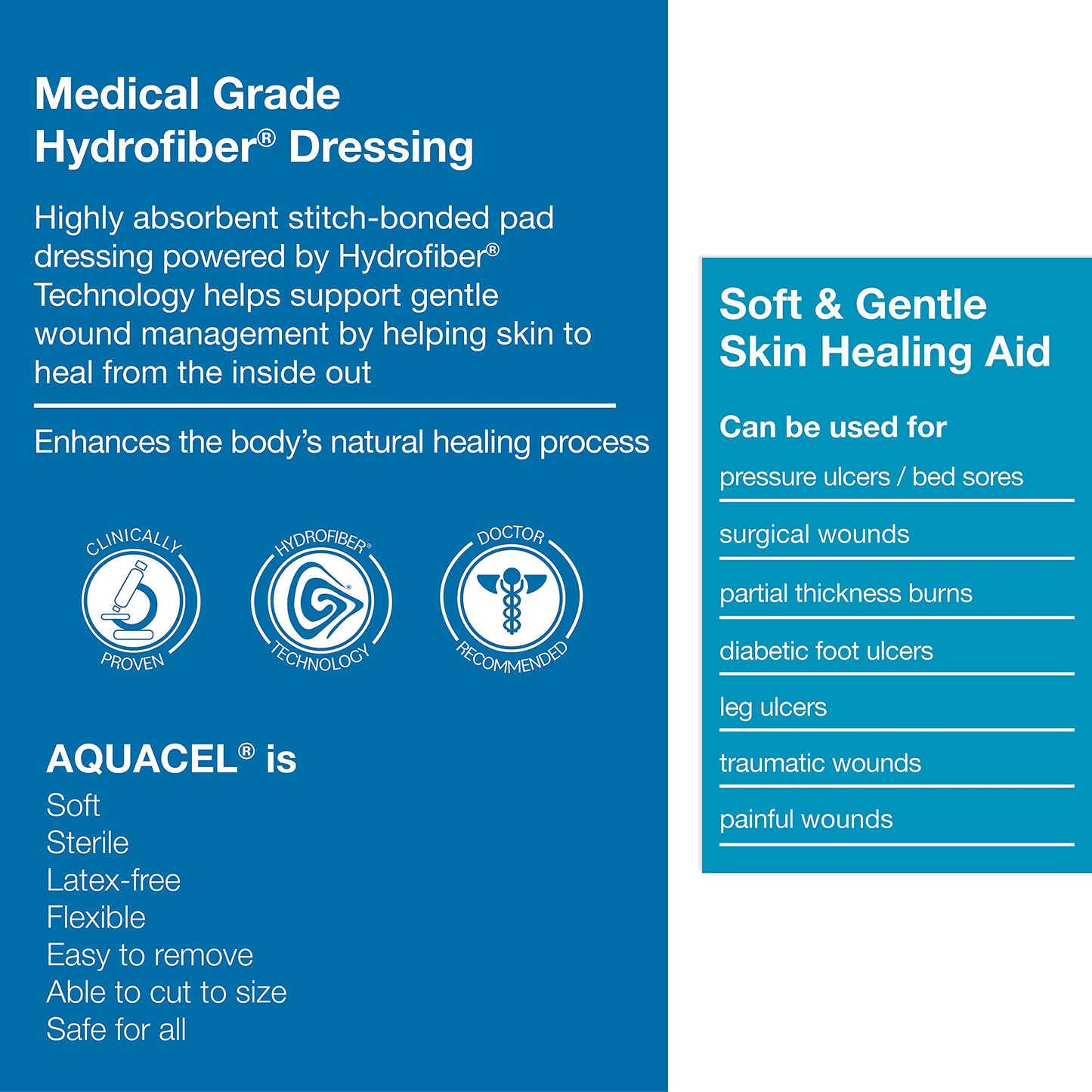 ConvaTec AQUACEL Extra 2"x2" Hydrofiber Absorbant Dressing for Moderate to Highly Exuding Wounds, Non-Woven Two-Dimensional Strengthening Fibers, Square, 10ct Box