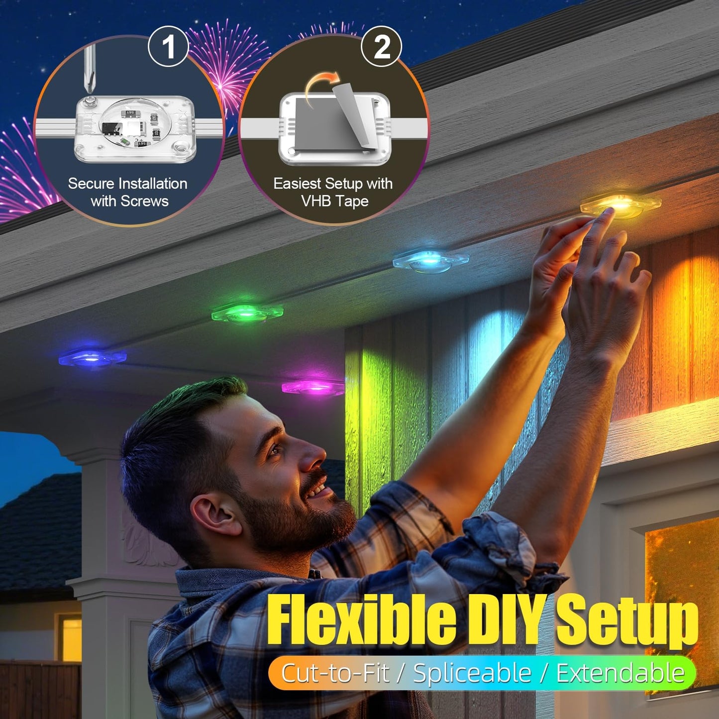 Yolsunes Permanent Outdoor Lights For House  300Ft Rgb+Ic Smart Led Eaves Lights  Ip67 Waterproof Outdoor Lighting With App/Remote Control For Christmas  Halloween  Holiday  Daily  Party