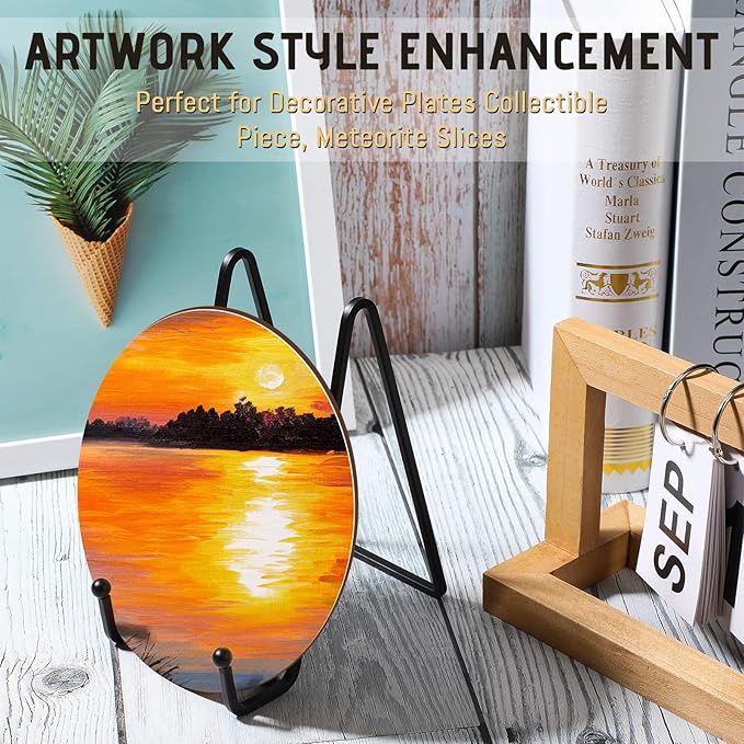 Mixweer Plate Stands for Display 18 Pack 6 Inch Plate Holder Display Stands Picture Frame Holder Metal Frame for Decorative Supplies, Book, Photo, Easel, Platter, Tabletop Art(Black)