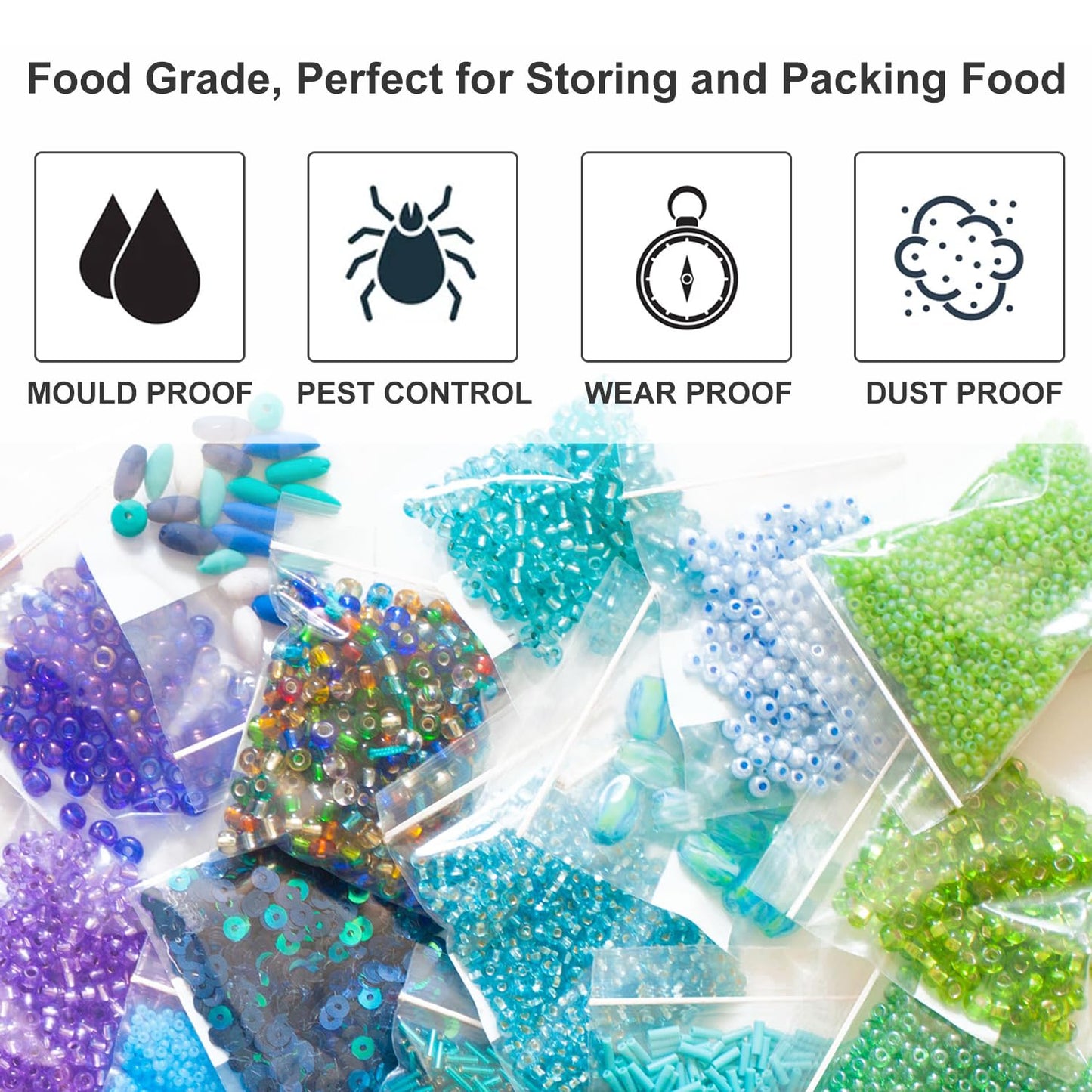 1.5''x 1.5'', (Pack of 100) 2 mil Thick Clear Plastic Reclosable Zip Poly Bags with Resealable Lock Seal Zipper for Photo, Jewelry, Bakery, Treats, Travel, Storage, Packaging & Shipping…