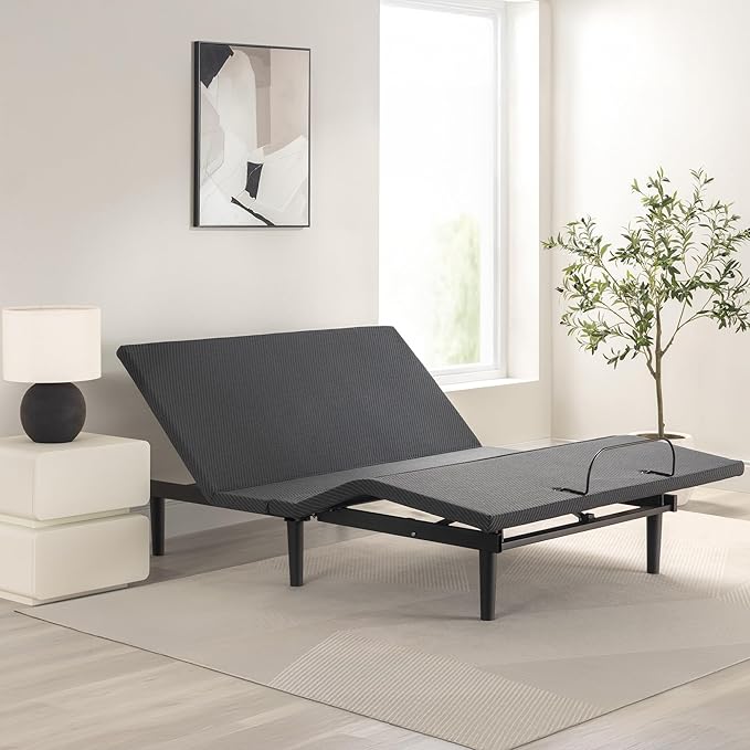 Zinus Nadia Adjustable Bed Frame, Electric Reclining Platform Bed Base, 5-Function Wireless Remote, Independent Head and F...