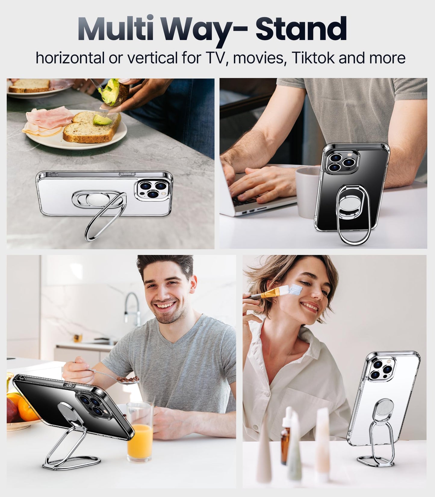Shields Up For Iphone 15 Pro Max Case With Stand, Phone Case Clear With Double Ring Holder [Adjustable & Foldable] Shockproof Pr