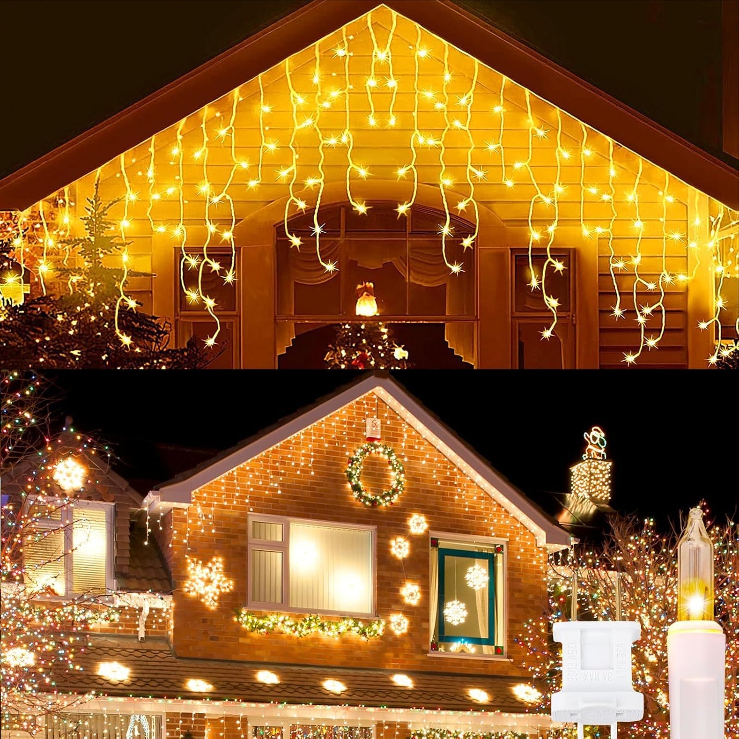 8.5 Ft 150 Icicle Lights Christmas String Lights Warmwhite Christmas Decorations Plug In Waterproof Outdoor Indoor Decor For Xmas  Thanksgiving Day  Party  Patio  Courtyard  Window  Fence Decor