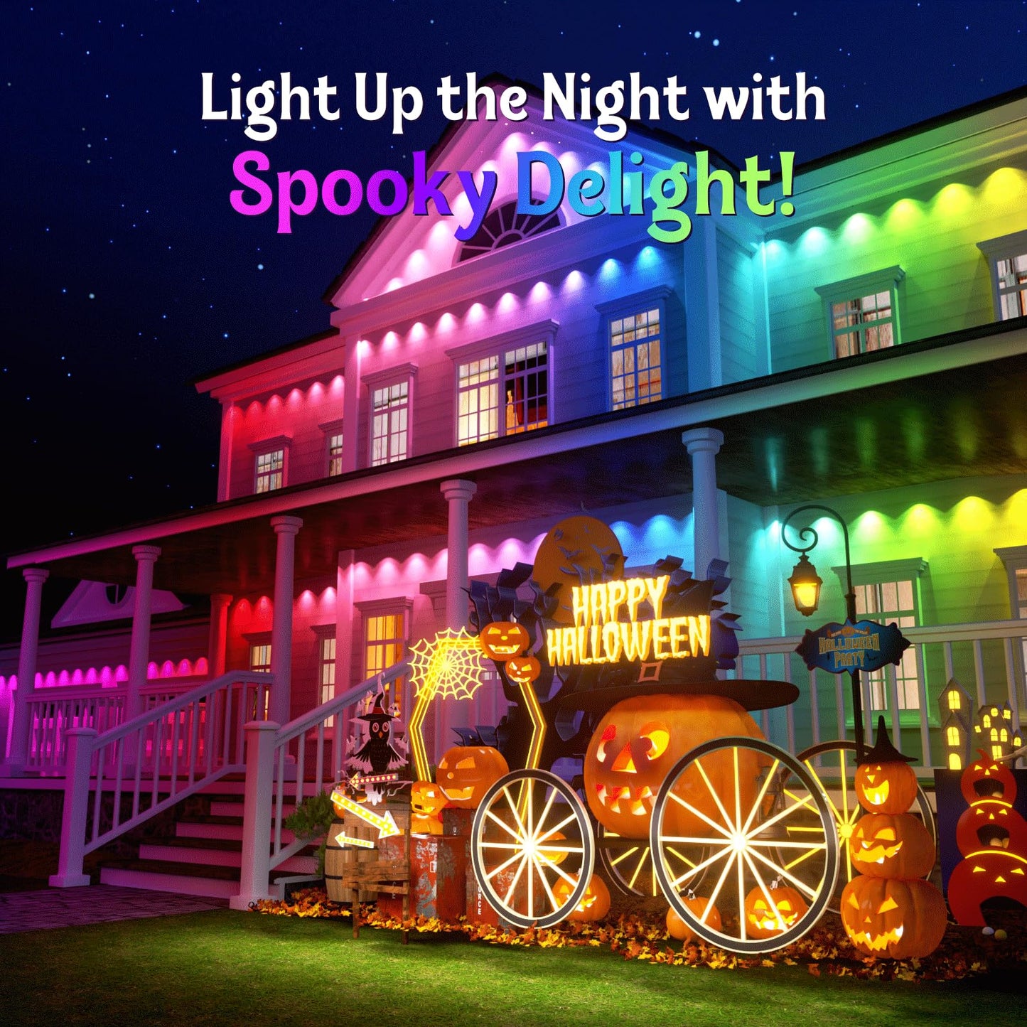 Fitop RGB Smart LED Eaves Lights, 200FT, IP67 Waterproof, Multicolor, Model C5109, App/Remote Control, Music Sync