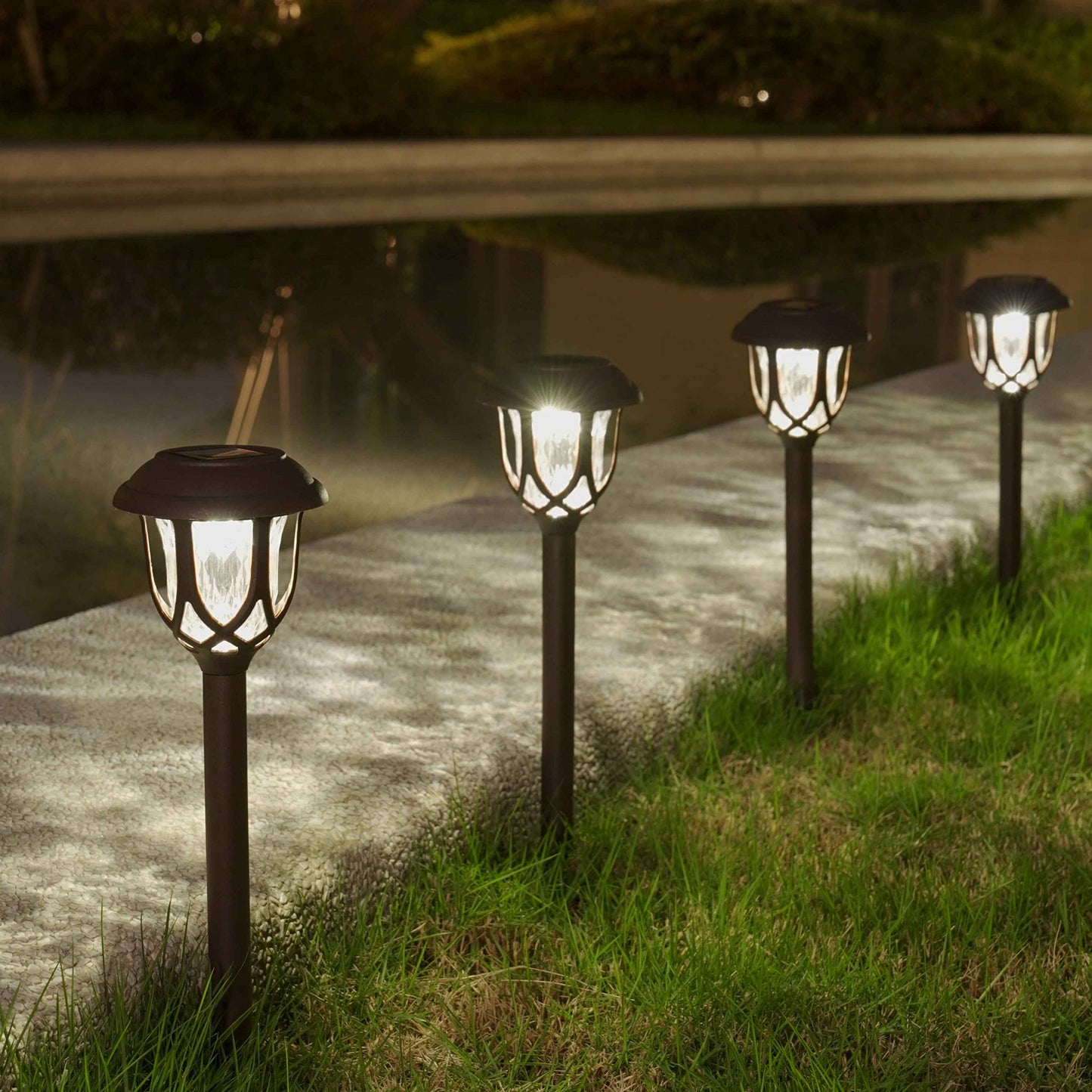 Excmark Solar Pathway Lights - 10 Pack Outdoor Decorative Brown Plastic Garden Lights For Walkway, Sidewalk & Driveway