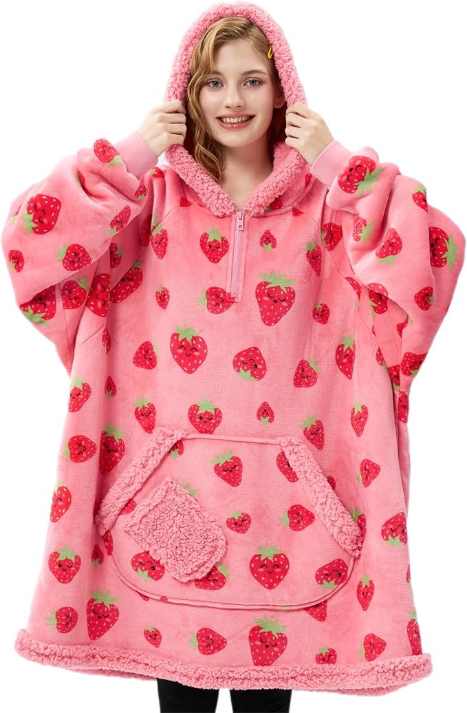 Giggling Getup Wearable Blanket Hoodie for Adults Gifts for Teen Girls Sister Women Sherpa Fleece Printed Hooded Blanket S...