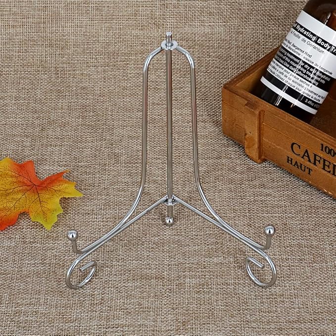 LIONWEI LIONWELI 6 Inch Silver Iron Plate Stand Holder Easel Display Stand for Plate?Picture?Photo and More,4 pcs.