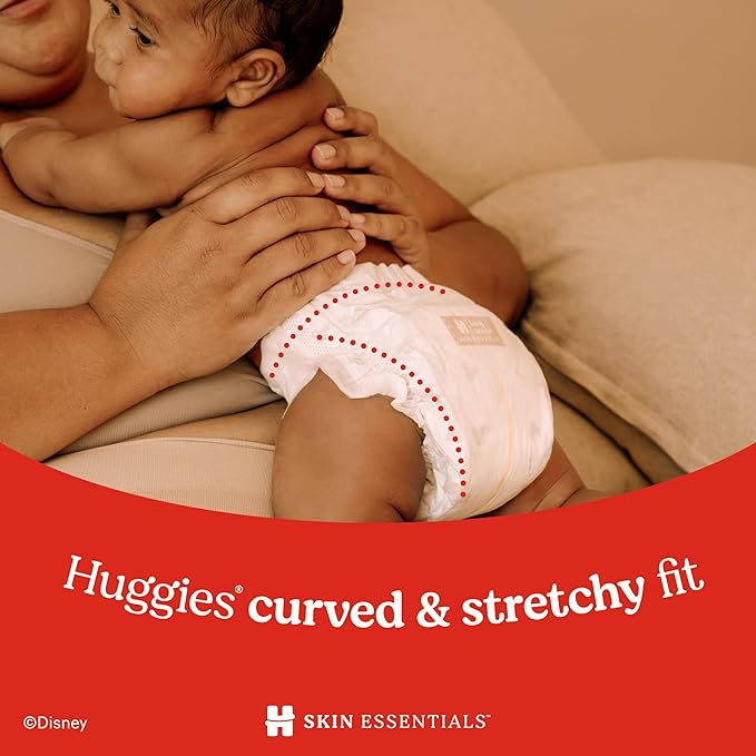 Huggies Size Newborn Diapers, Skin Essentials Baby Diapers, Size Newborn (6-9 lbs), 28 Count, Packaging May Vary