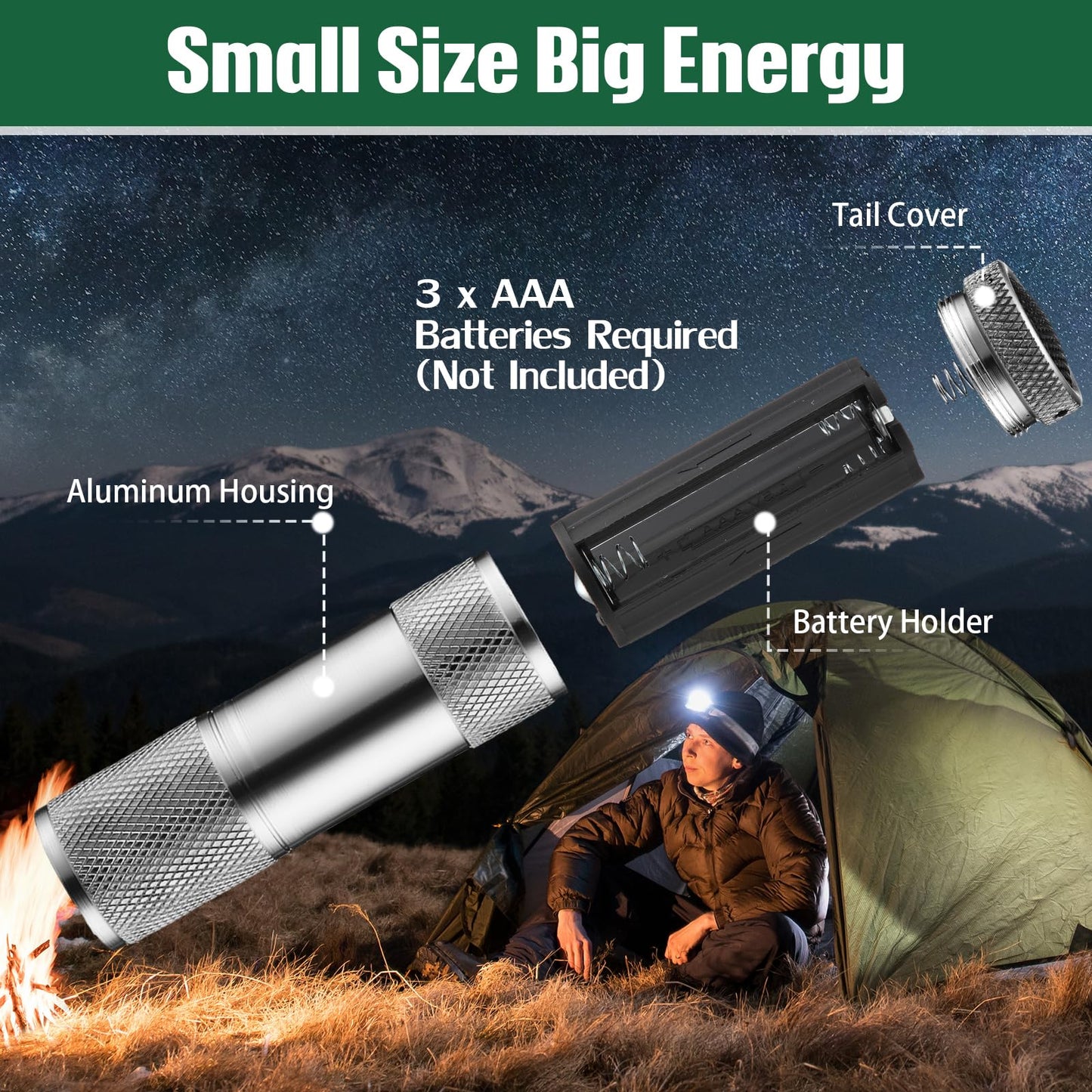 Vihose 12 Pcs Mini Flashlights Bulk  Bright Aluminum Handheld Flash Lights With Lanyard  Small Led Flashlights For Kids Night Reading Emergency Hurricane Camping Hiking Party Favors(Gray)