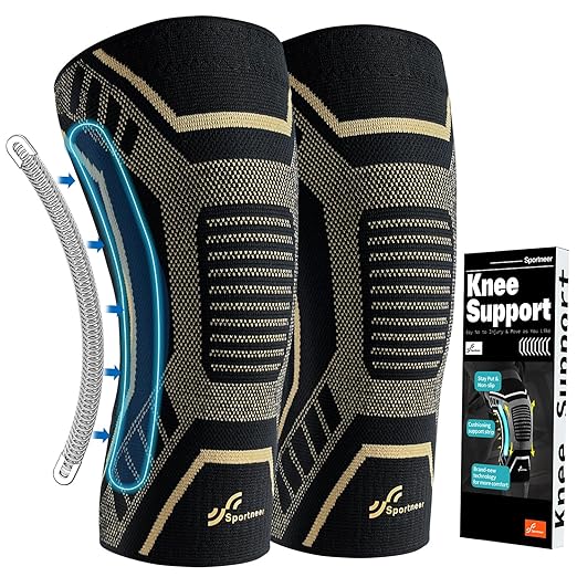 Sportneer Knee Brace with Dual Side Stabilizers – Maximum Support Compression Knee Sleeve for Men & Women, Anti-Slip Knee ...