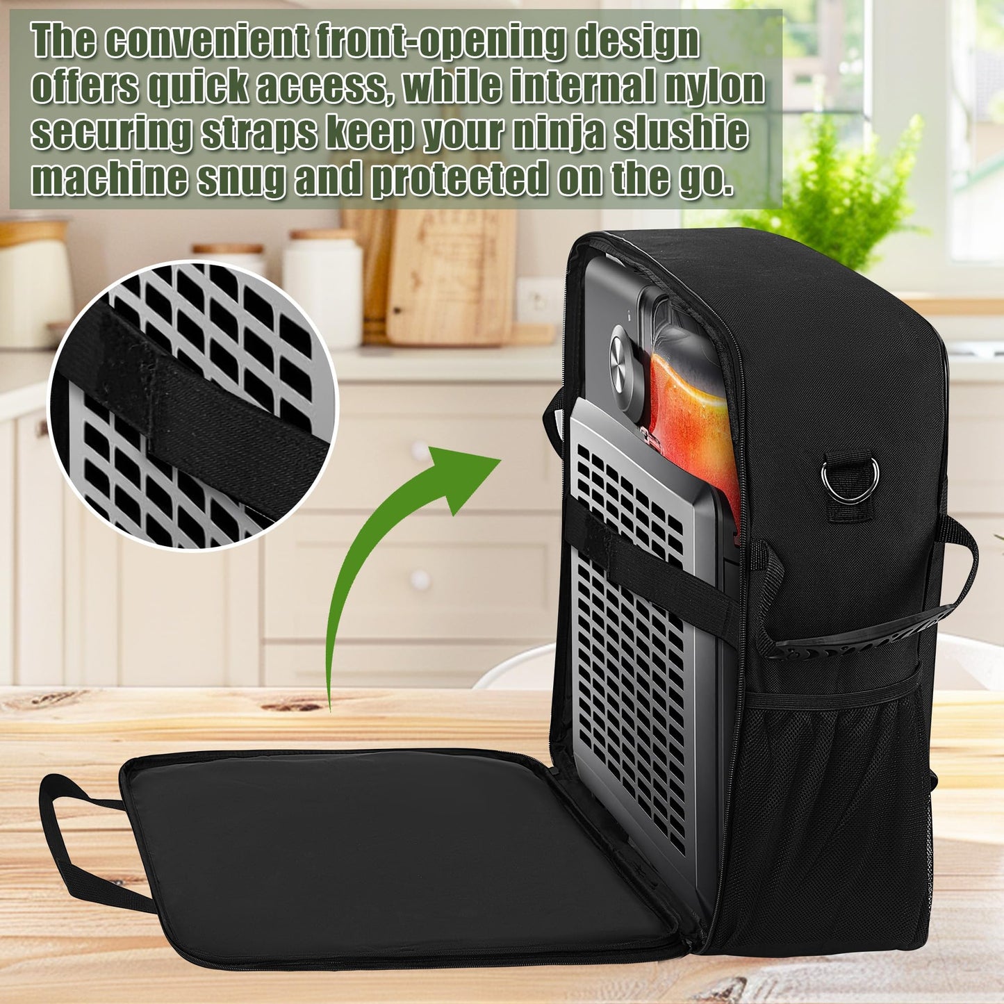 Buseeau Carrying Bag for Ninja SLUSHi Slushie Machine FS301, Waterproof Portable Outdoor Frozen Drink Maker Travel Bag, Frozen Drink Maker Bag with Front-Opening Design and Large Accessory Pocket