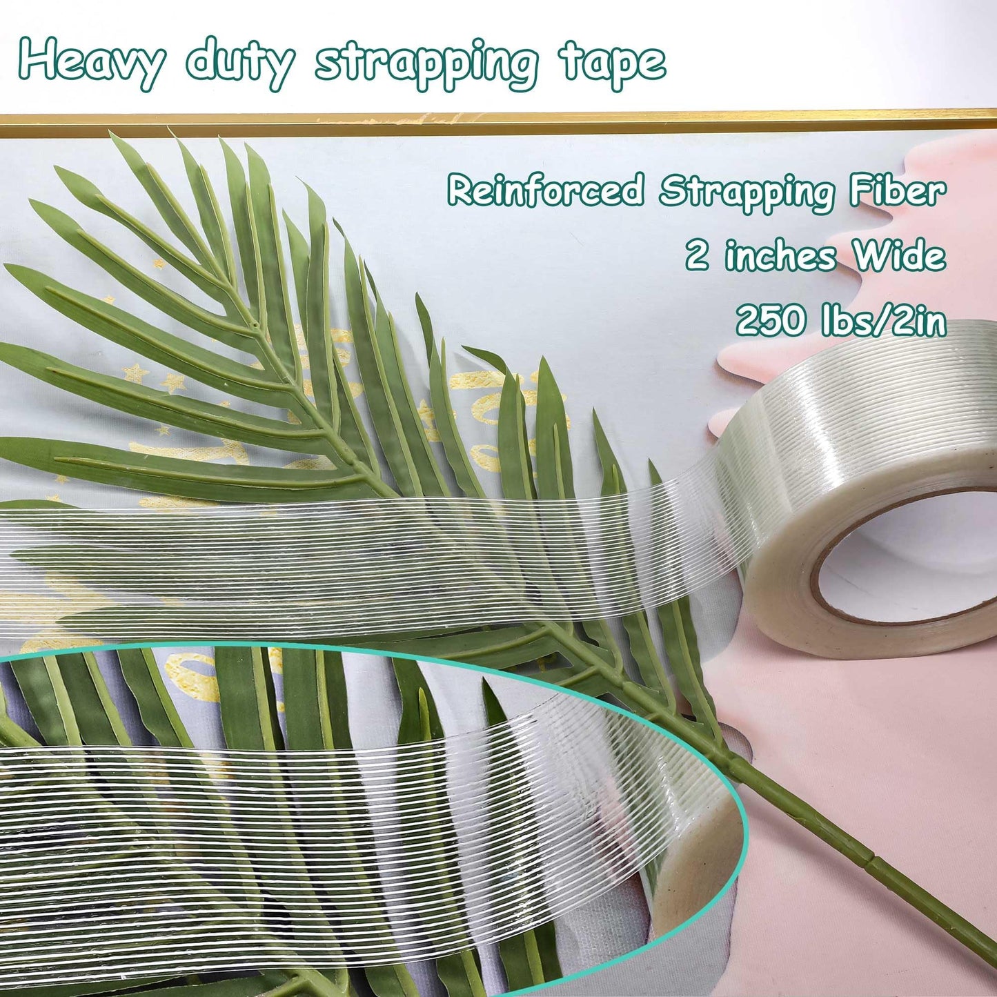 Valley'sYuMiao 3Pack, Mono Filament Strapping Tape, 2in×35yds, 105yds Total, Fiberglass Reinforced Packing, Heavy Duty Wearproof Tape, Extra Thickness 5.5 mils