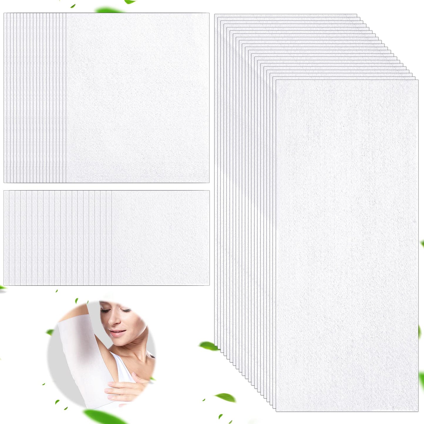 Jutom 60 Pcs Skinfold Dry Sheet with Silver Ions Disposable Incontinence Pads Soft Absorbent Pads Abdominal Body Wipes for Women and Adults, 14 x 6 Inch, 7 x 6 Inch, 3.9 x 3.9 Inch