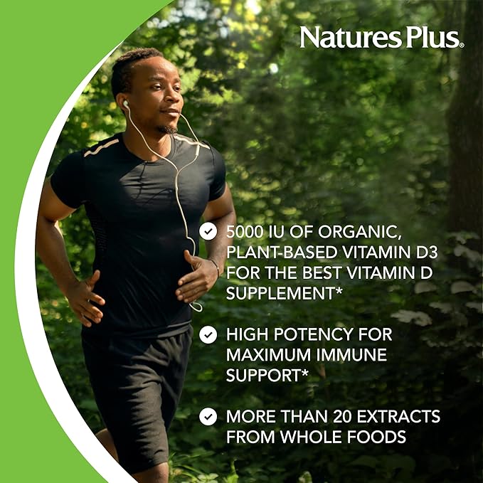 Natures Plus Source of Life Garden Vitamin D3-60 Vegan Capsules, Pack of 3 - Immune System Support - Certified Organic, Non-GMO, Gluten Free - 90 Total Servings