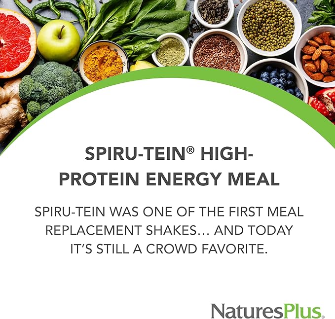 NaturesPlus SPIRU-TEIN, Chocolate - 1.05 lbs, Pack of 2 - Plant-Based Protein Shake - Non-GMO, Vegetarian, Gluten Free - 34 Total Servings