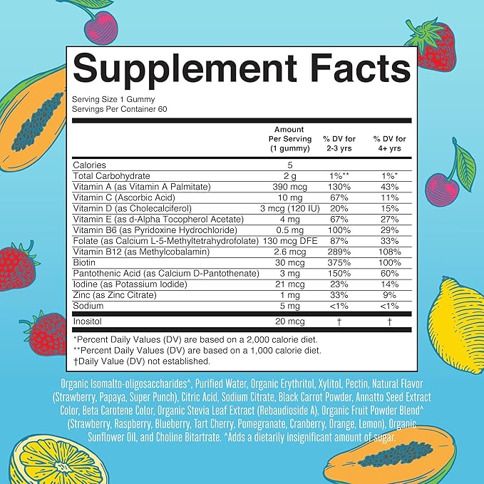 MaryRuth Organics Multivitamin, Probiotic, Magnesium Calm, and Vitamin C Gummies for Kids | Clean Label Project Verified® | Vitamins for Immune Support & Overall Health | Vegan, Non-GMO, Gluten Free