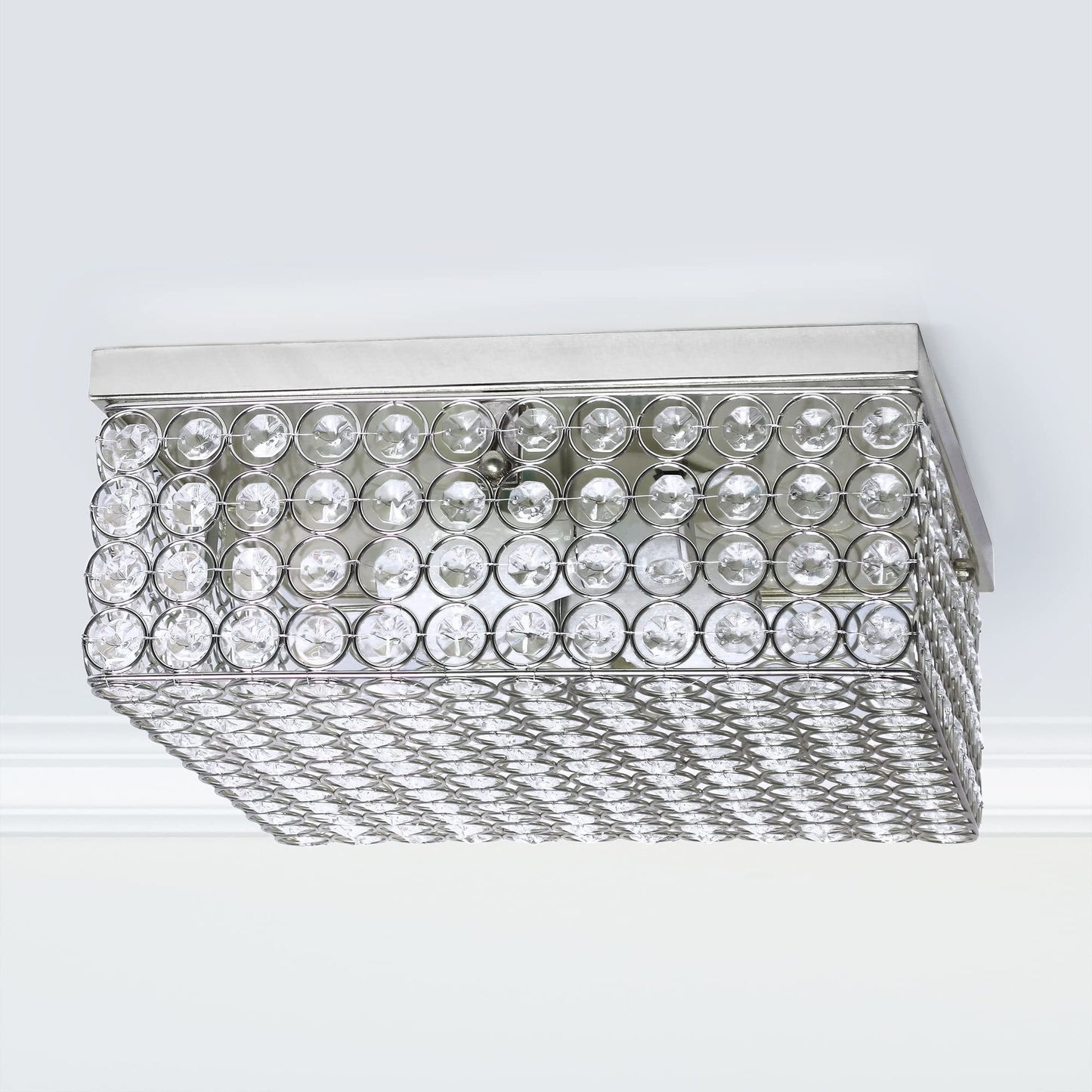 Lalia Home Flush Mount Light, 2 Light, 12 Inch Square, Chrome, Metal, Model LHM-2004-CH