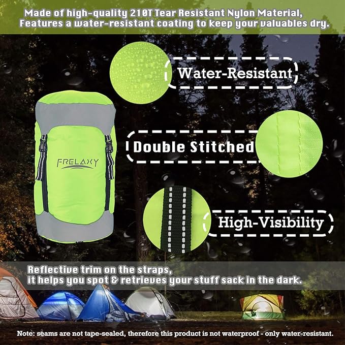 Frelaxy Compression Sack, 40% More Storage! 11L/18L/30L/45L/52L Compression Stuff Sack, Water-Resistant & Ultralight Sleeping Bag Stuff Sack - Space Saving Gear for Camping, Hiking