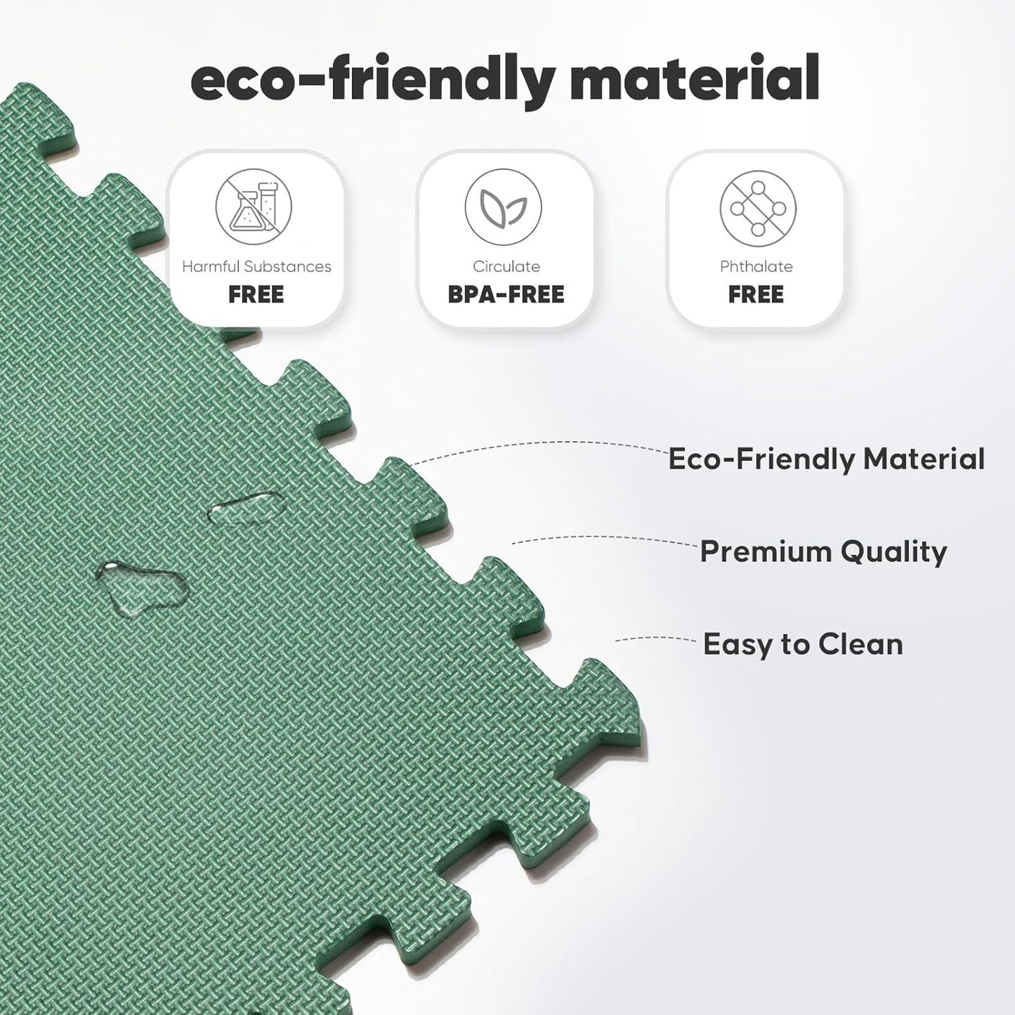 Home Gym Mat, Puzzle Exercise Mat, EVA Interlocking Foam Floor Tiles for Home Workout Equipment and Kids' Play Areas - Blue, 24 in x 24 in x ½ in - (Green, 32 Pack(128 SQ FT))