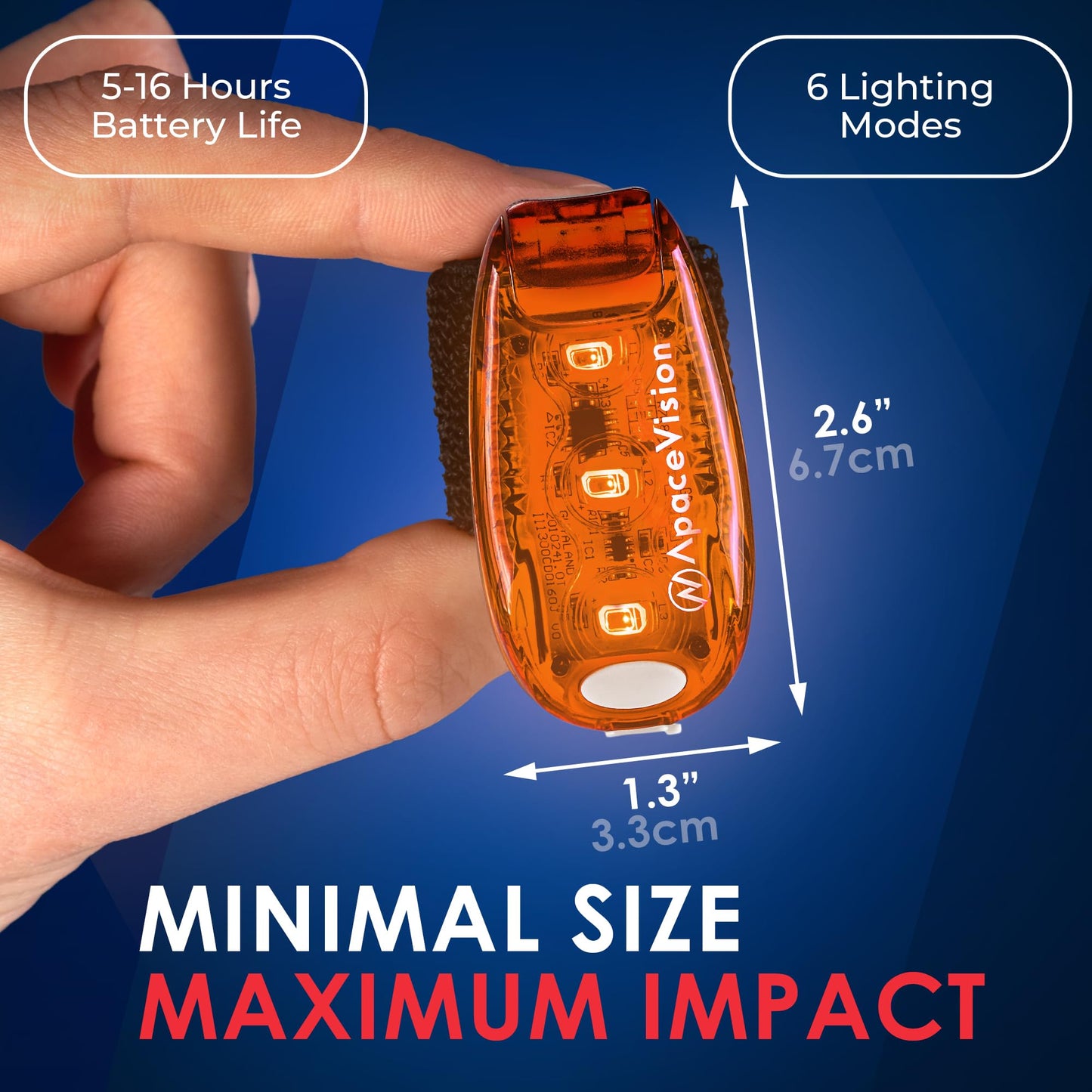 Apace Vision USB Rechargeable LED Safety Light 2 Pack - Super Bright Orange Bike Tail Light for Joggers and Pets