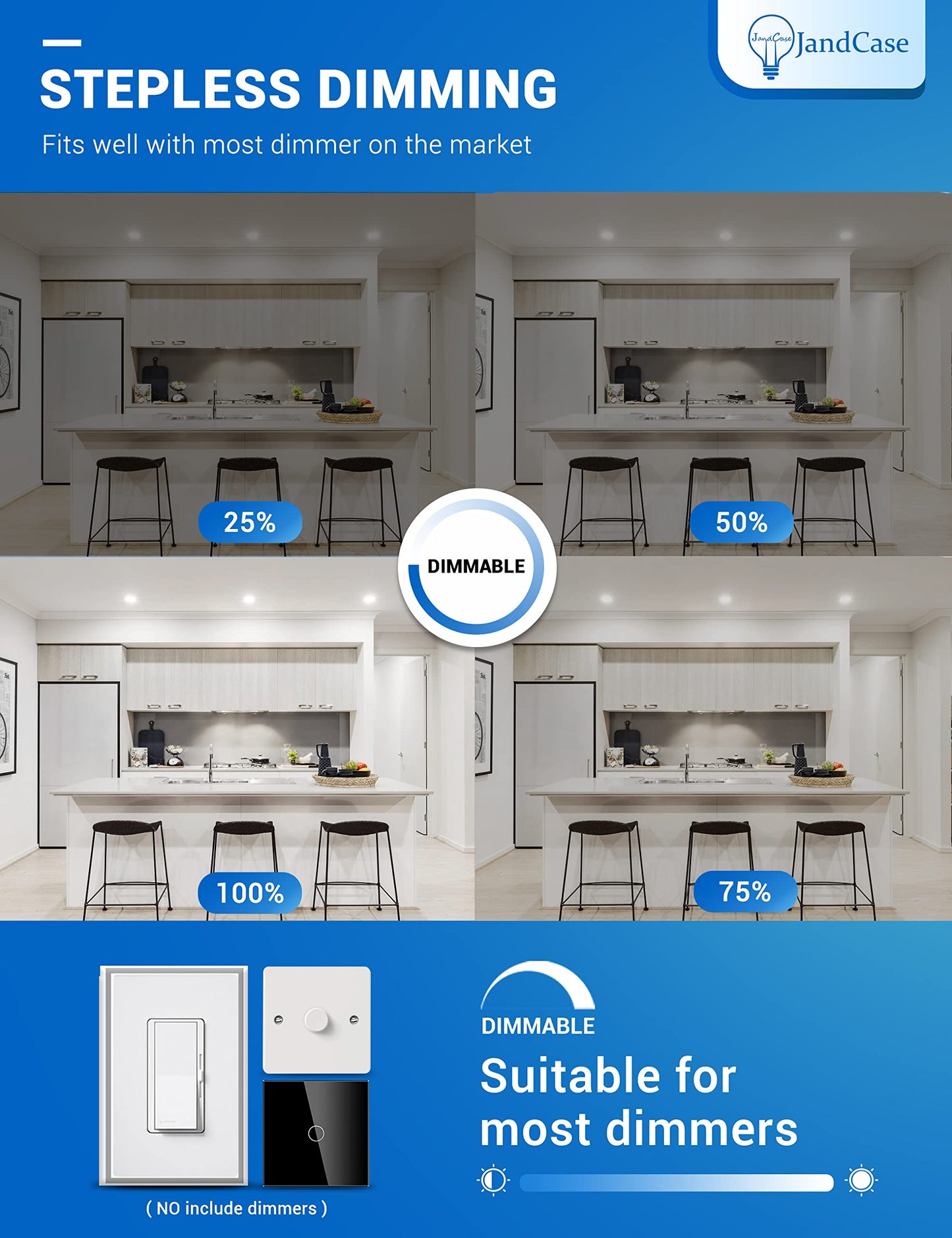 Jandcase Br30 Led Flood Light Bulbs, Dimmable 11W (65W Equivalent), 5000K Daylight White, E26 Base, 6 Pack, Ul & Energy